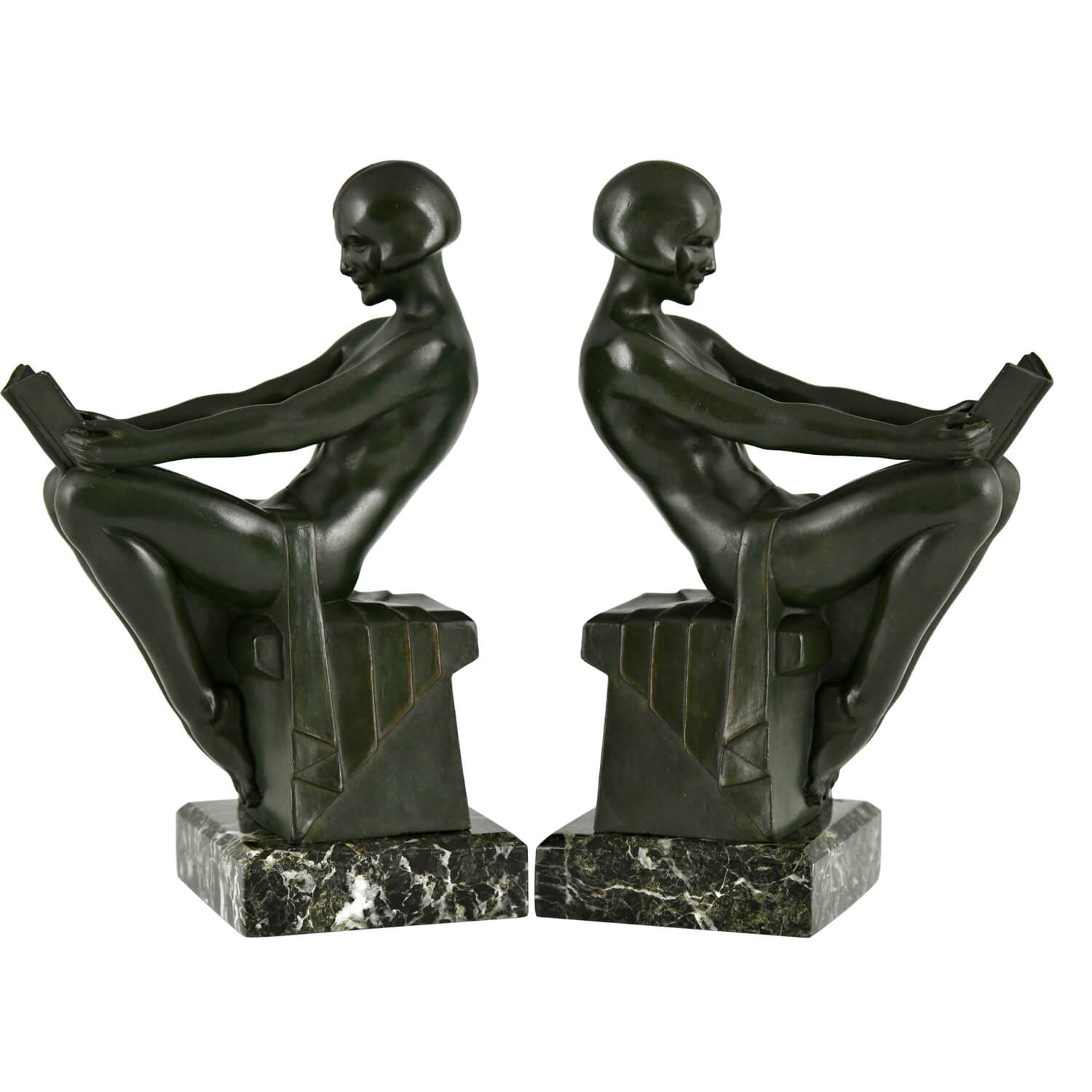 Art Deco bookends nudes Max Le Verrier Delassement- 2