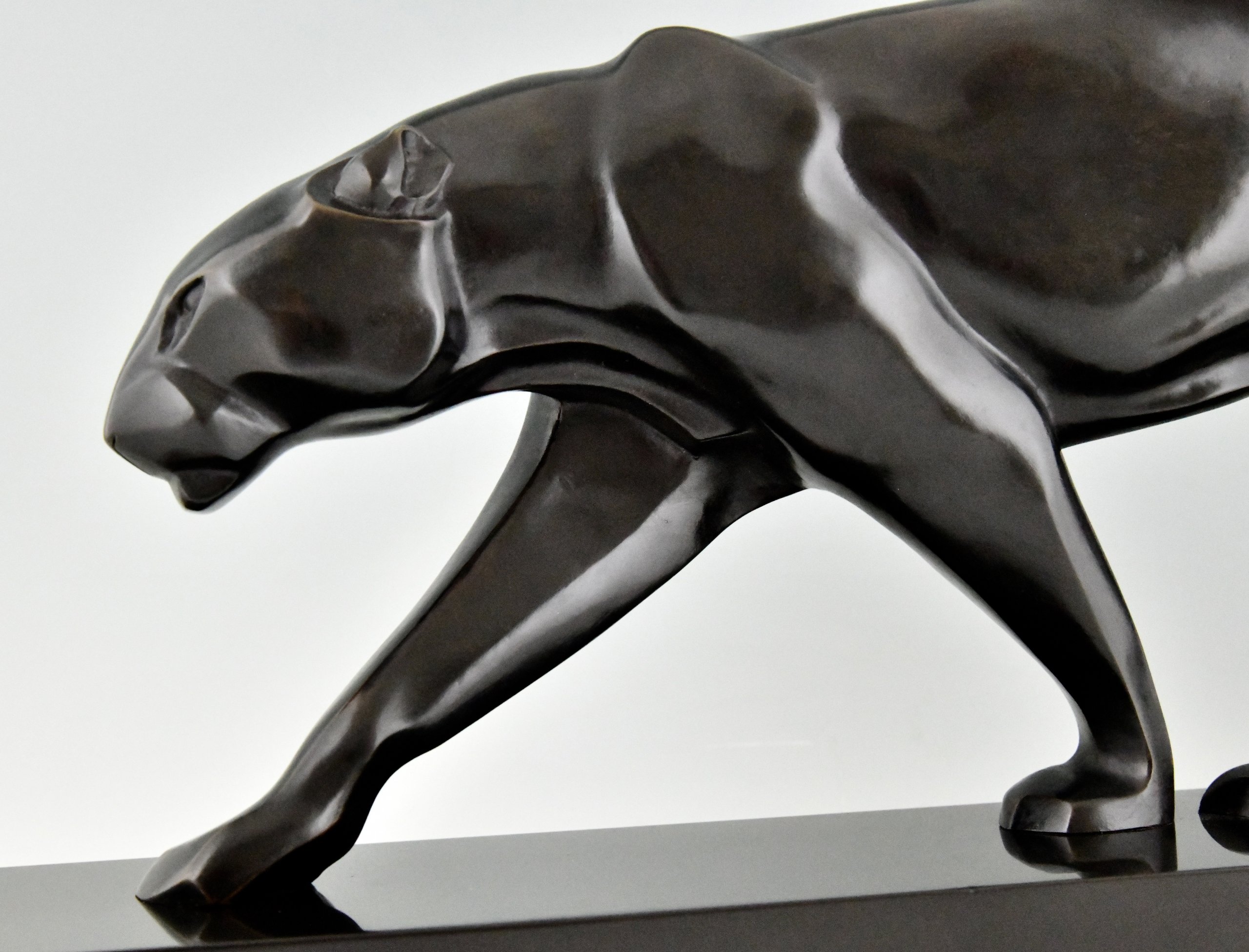 Antique Zoomorphic Sculpture Black Panther Art Deco