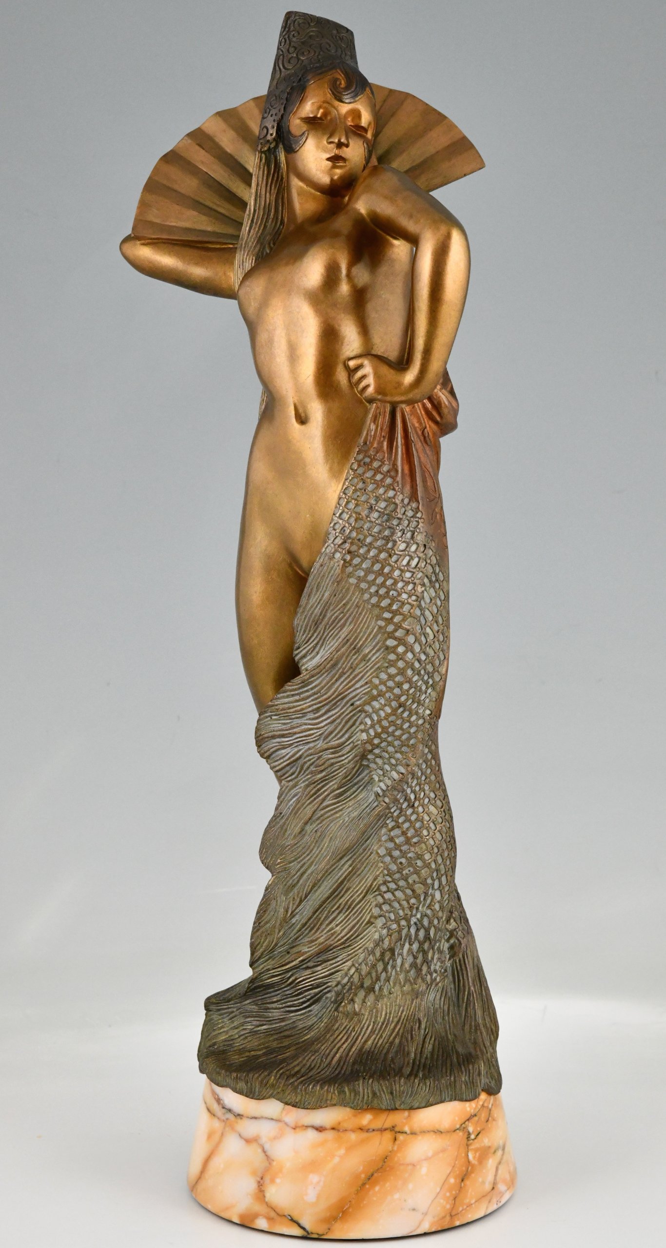 Art Deco bronzen sculptuur van een Spaanse dansere