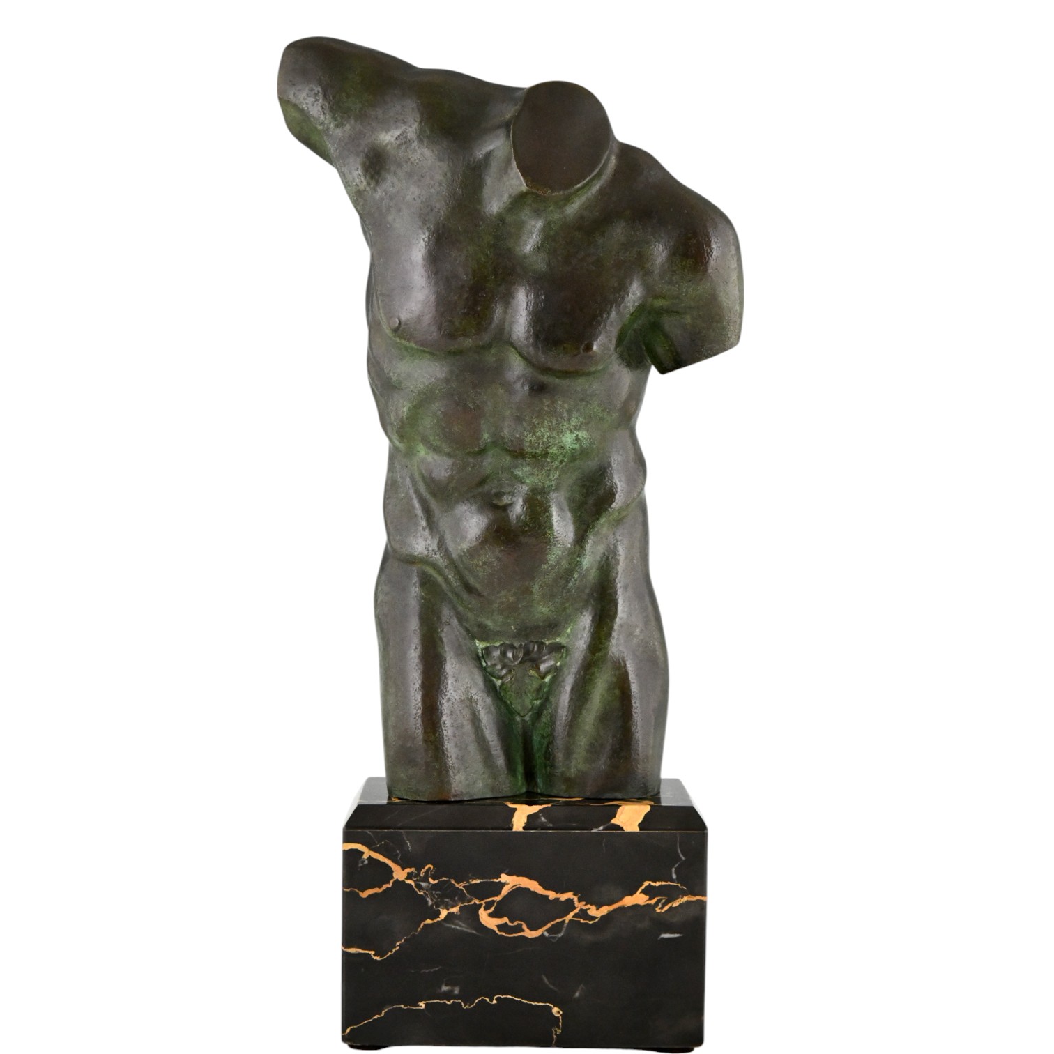 Art Deco bronze male nude torso - 1-Deconamic
