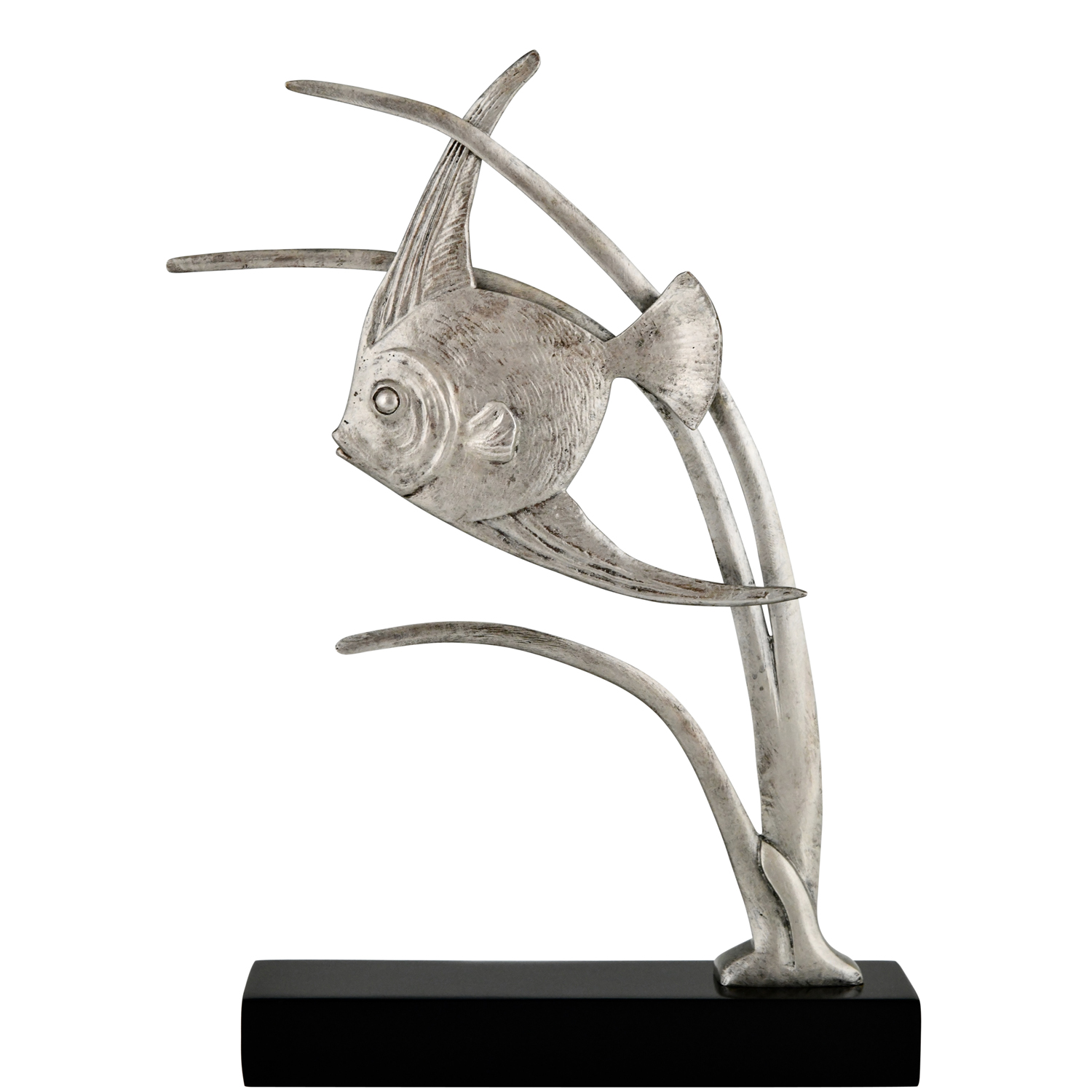 Art Deco bronze fish sculpture De Roche -