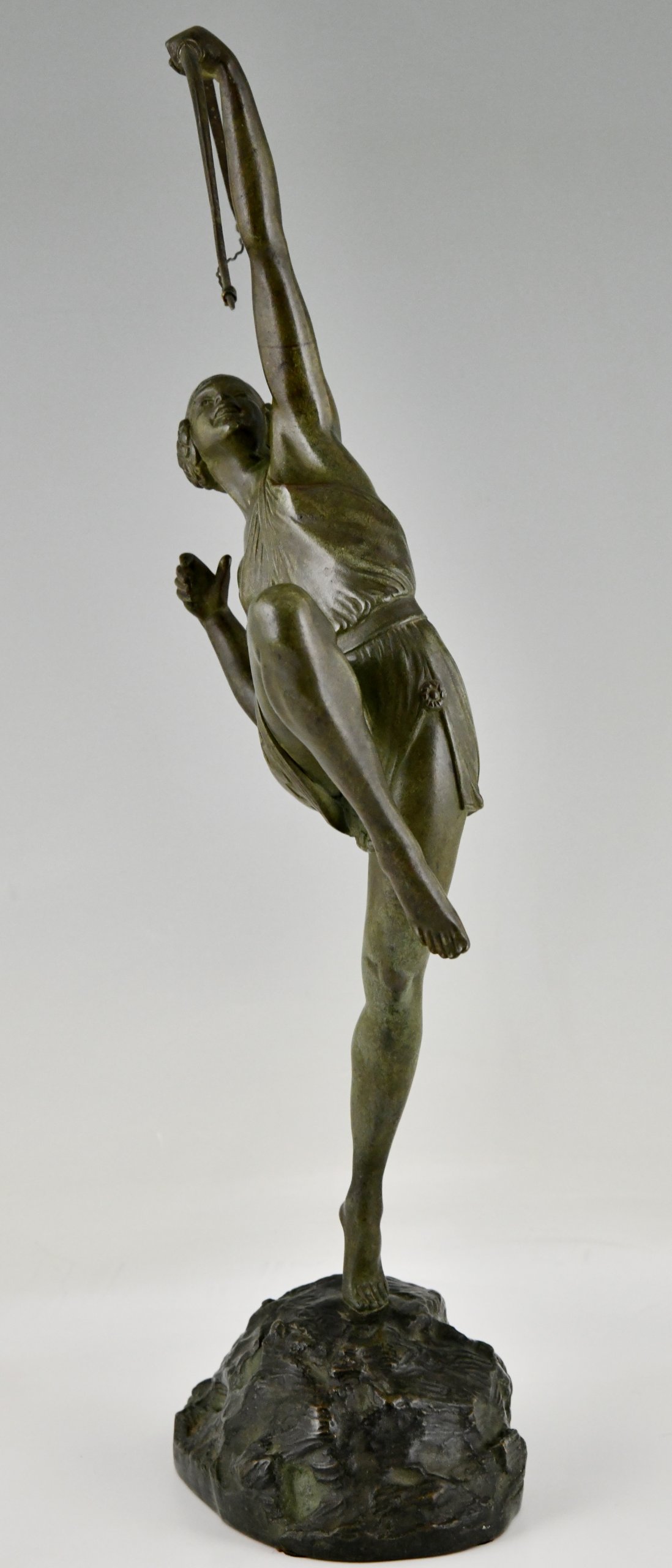 Art Deco bronze sculpture Diana with bow