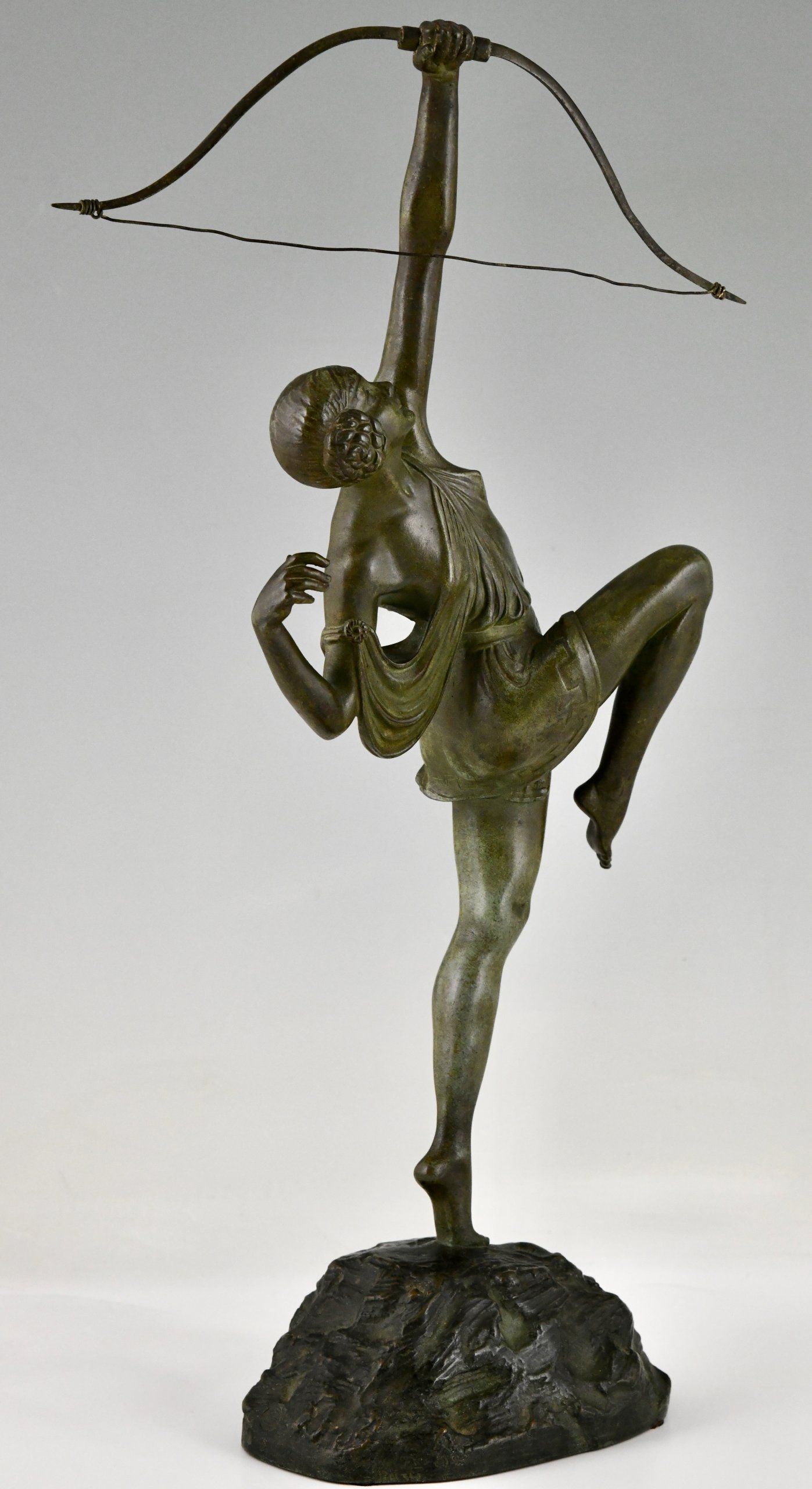 Art Deco bronze sculpture Diana with bow