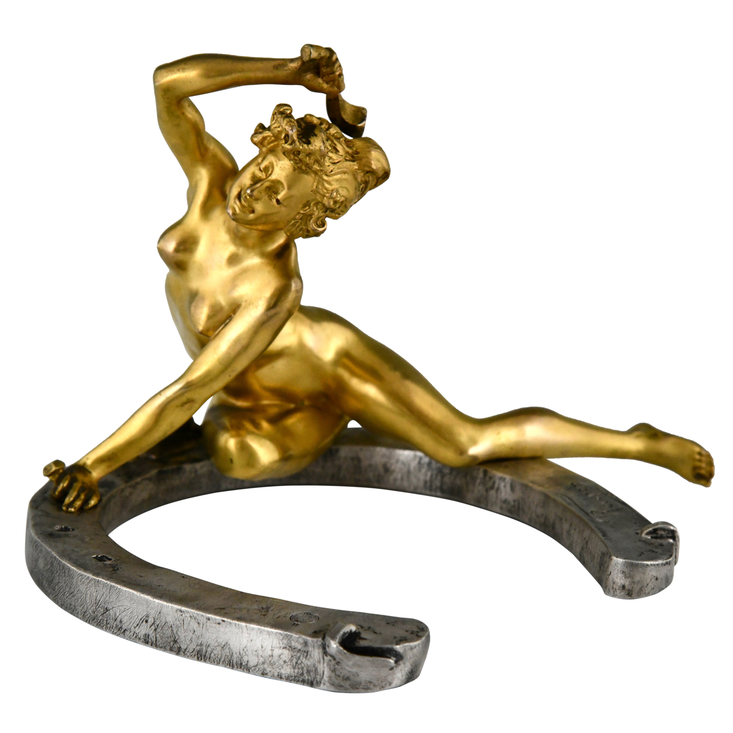 Art Nouveau bronze nude horseshoe Recipon - 1