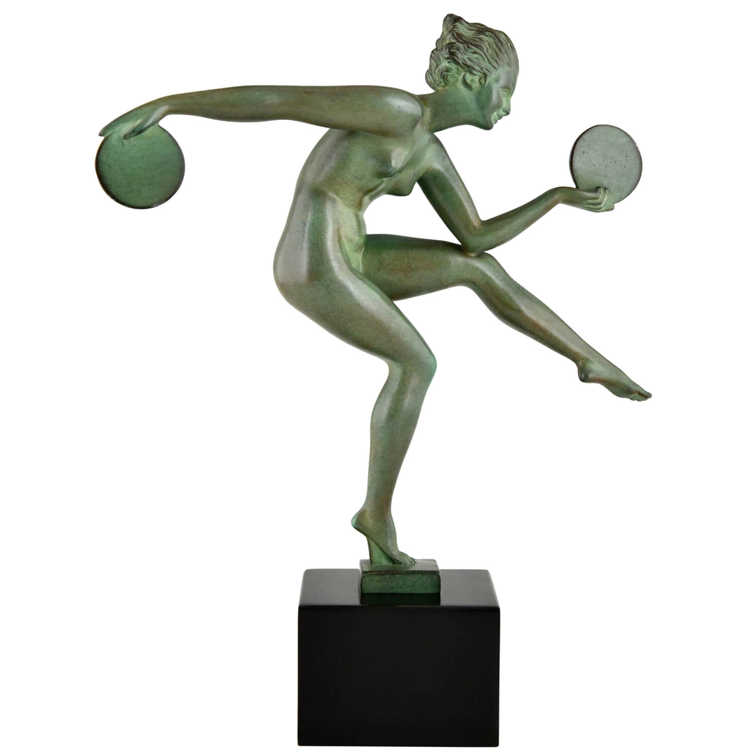 Derenne Art Deco nude disc dancer sculpture- 1
