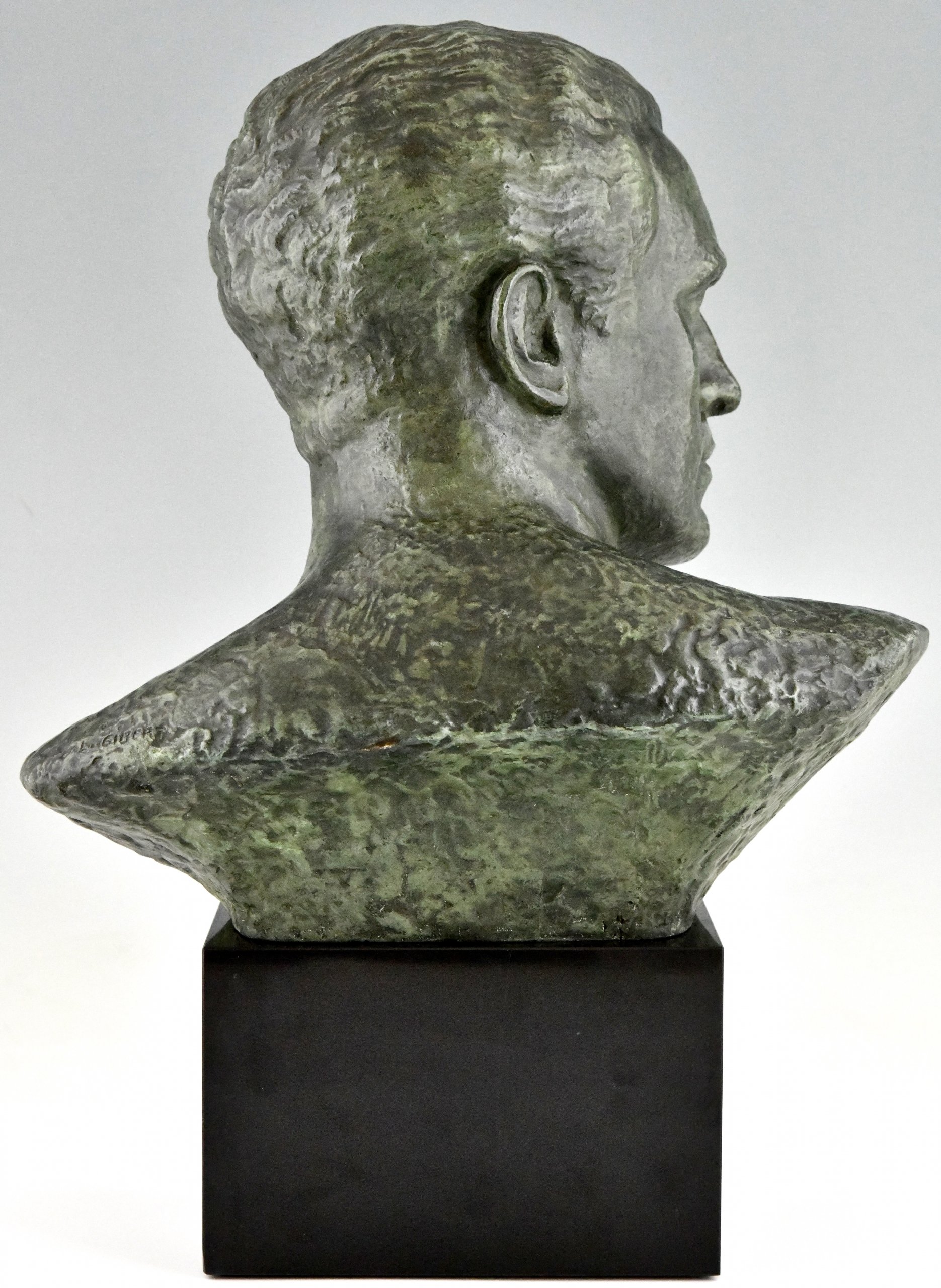 Art Deco Bronze Skulptur Buste des Fliegers Jean Mermoz