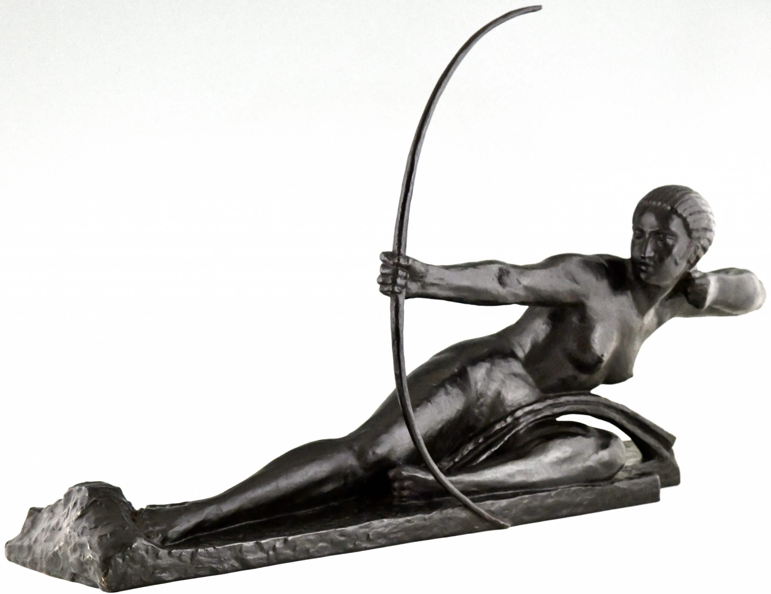 Sculpture en bronze Art Déco nu à l’arc