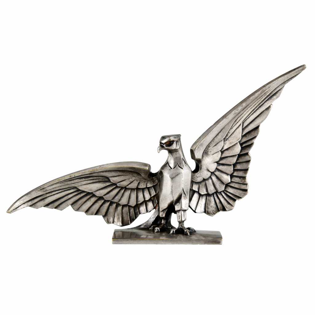 Art Deco silvered bronze eagle sculpture Deconamic