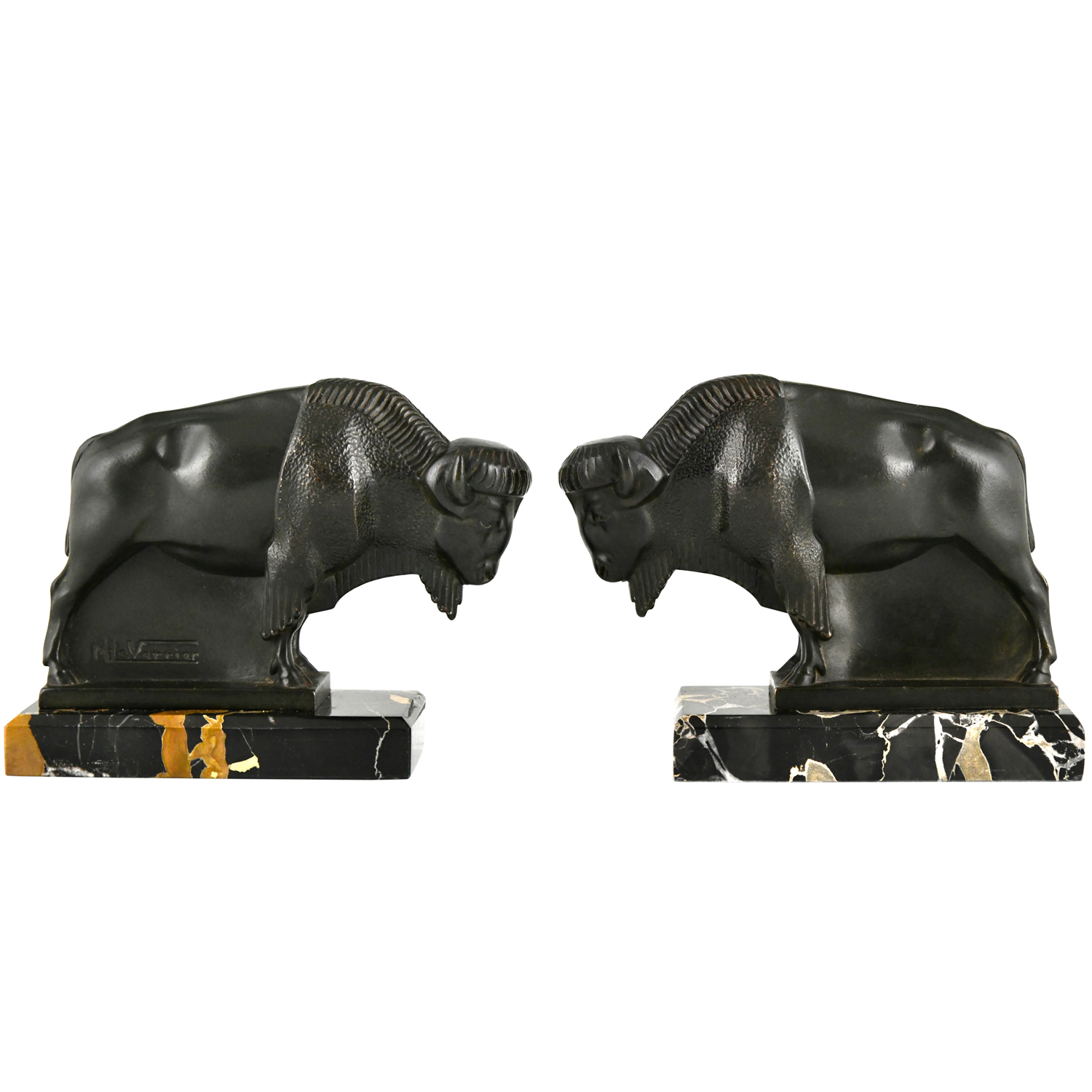 Art Deco bison bookends Max Le Verrier - 2