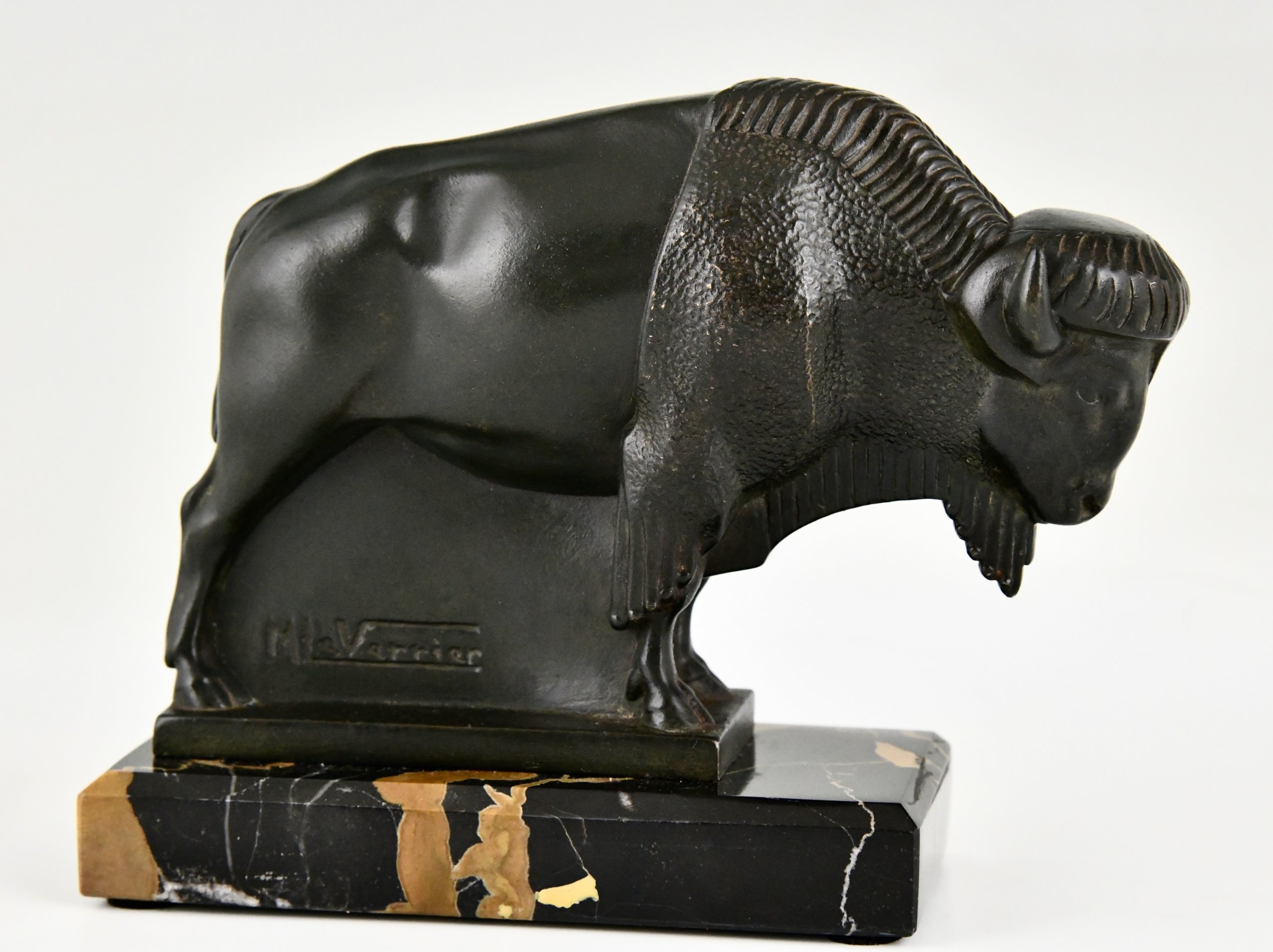 Art Deco bison bookends