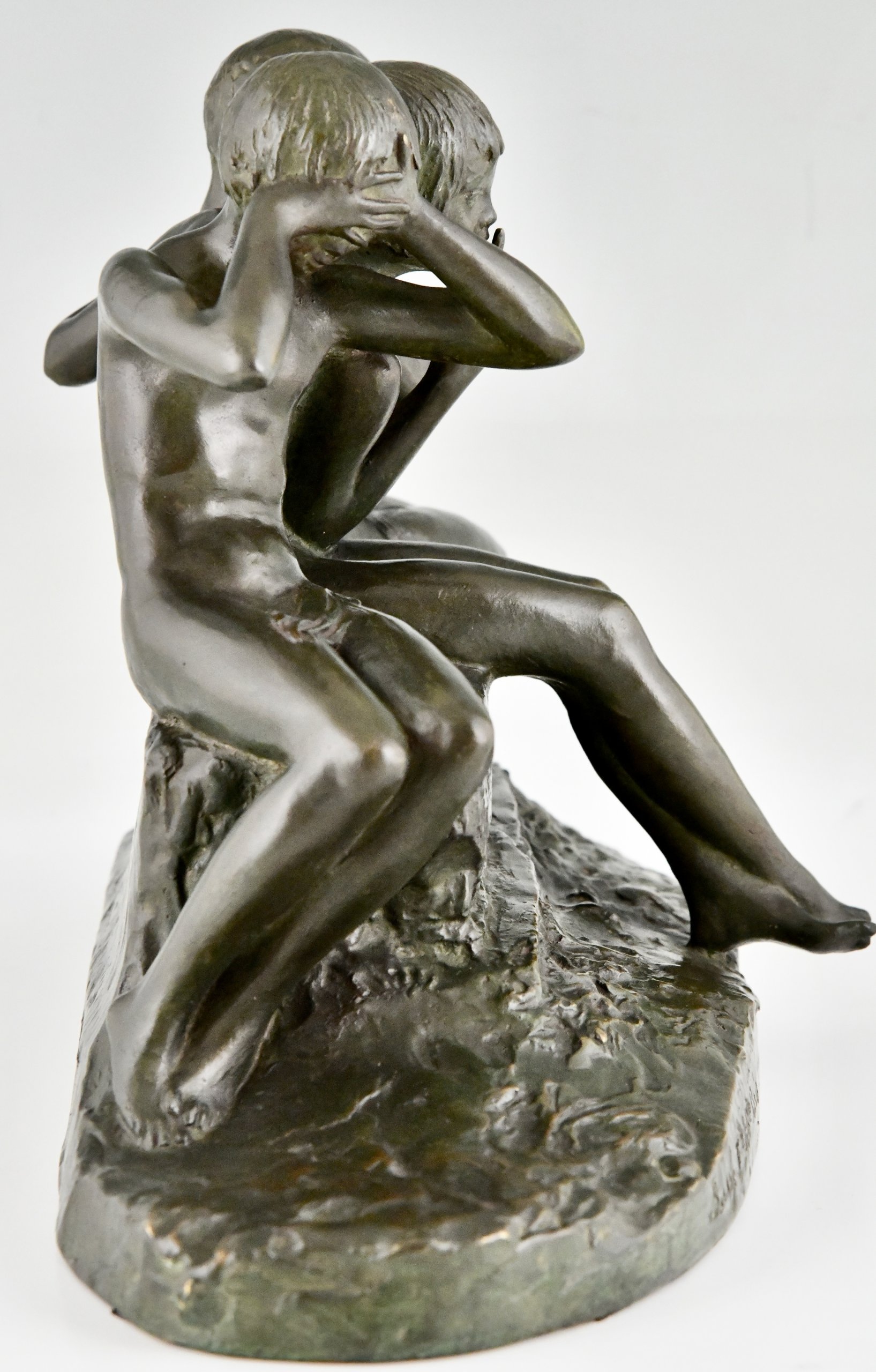 Sculpture en bronze Art Déco trois jeunes filles
