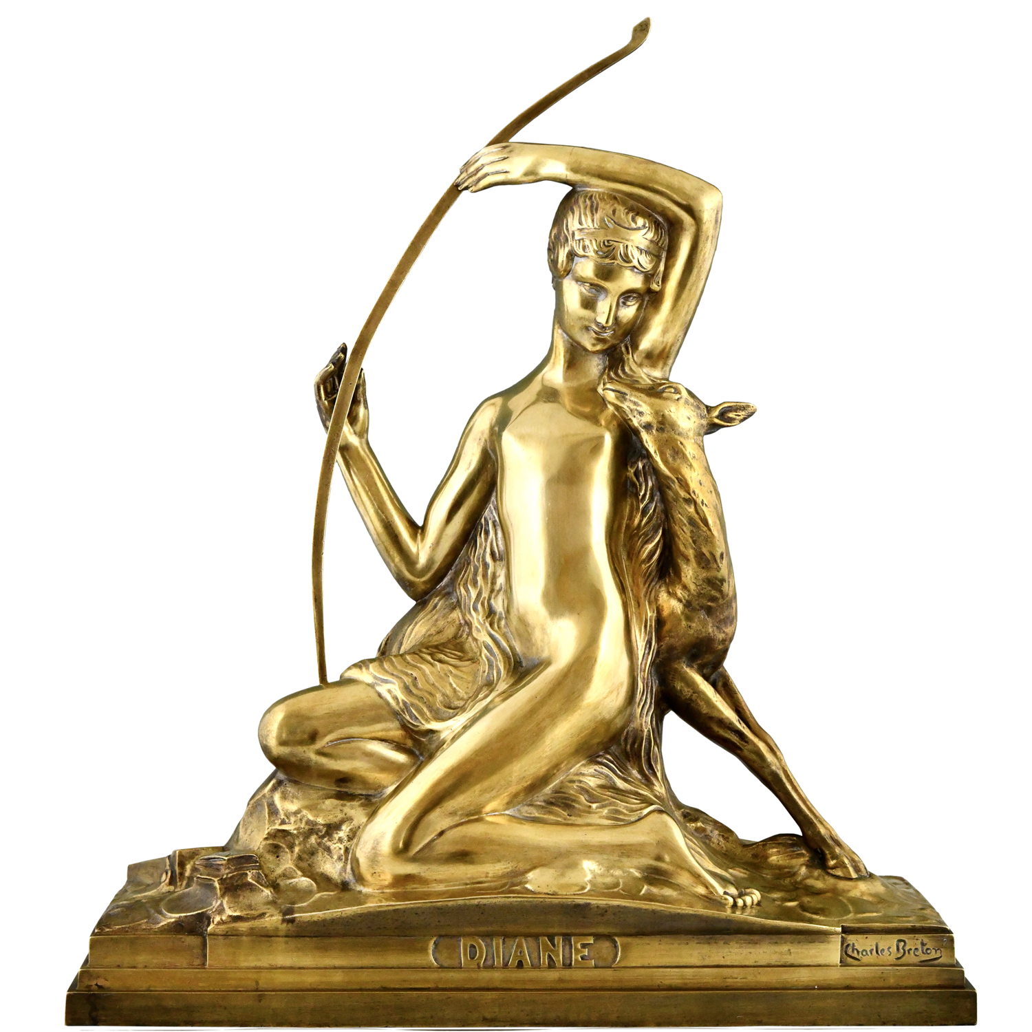 Art Deco bronze sculpture Diana Charles Breton