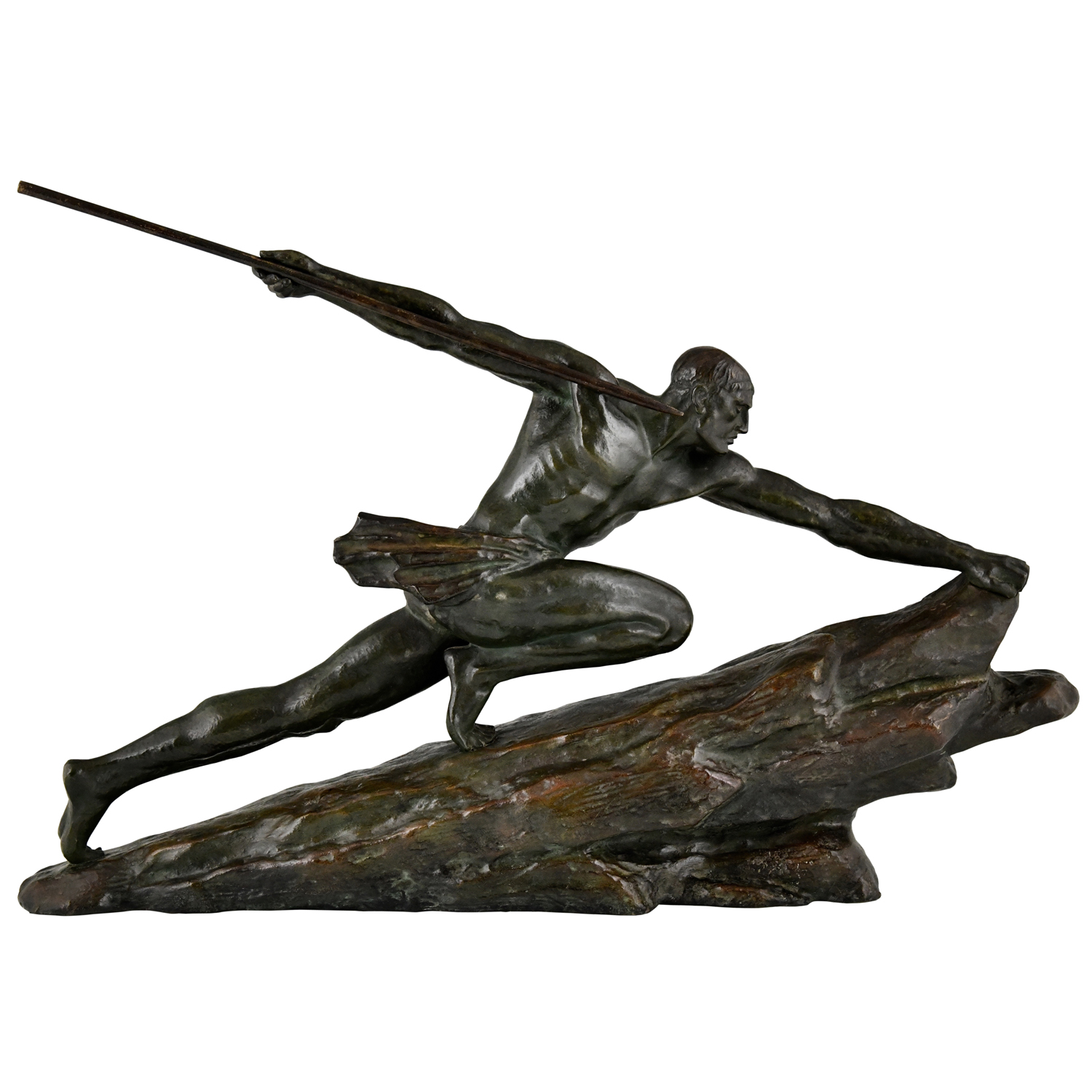 Art Deco bronze sculpture athlete with spear Pierre Le Faguays - 1