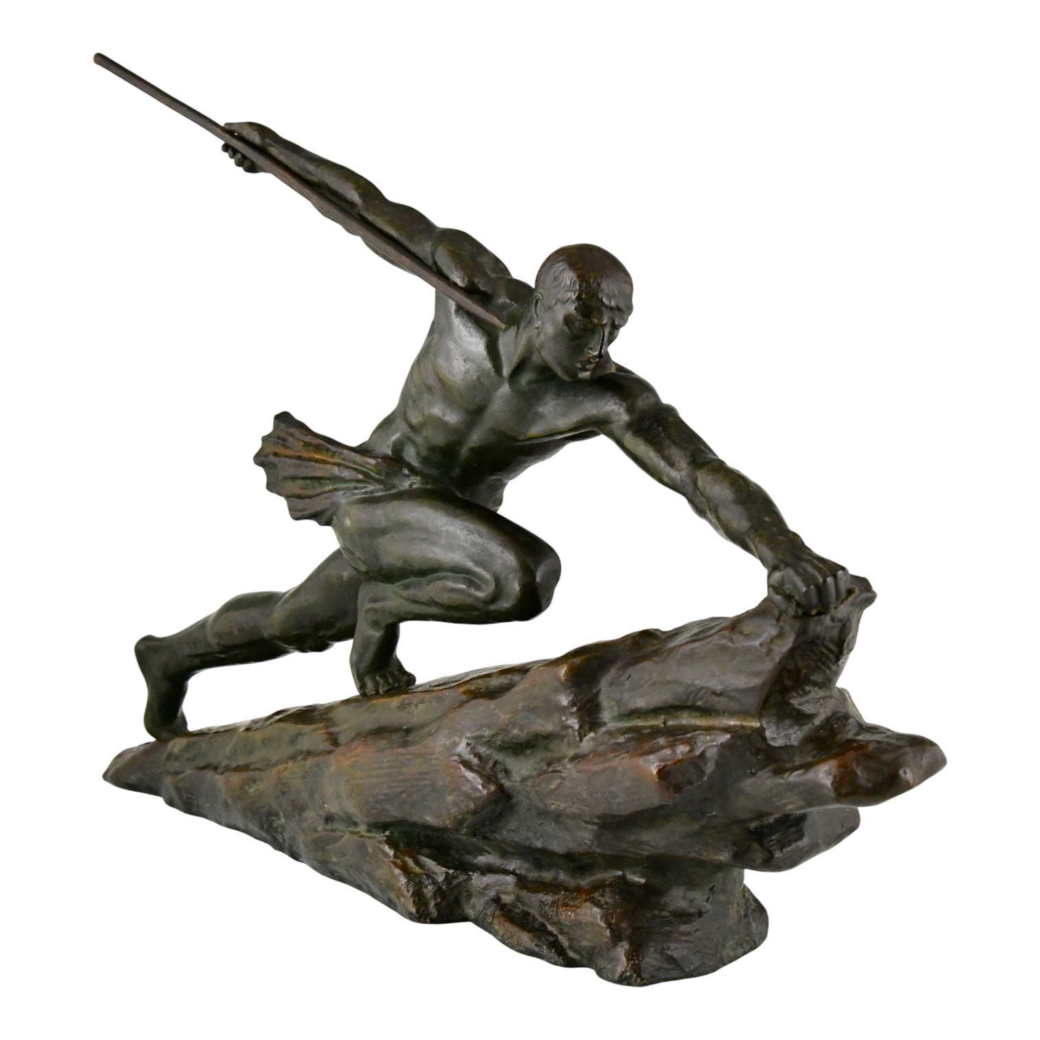 Art Deco Bronzen Sculptuur Atleet met Speer Art Deco Bronzen Sculptuur Atleet met Speer