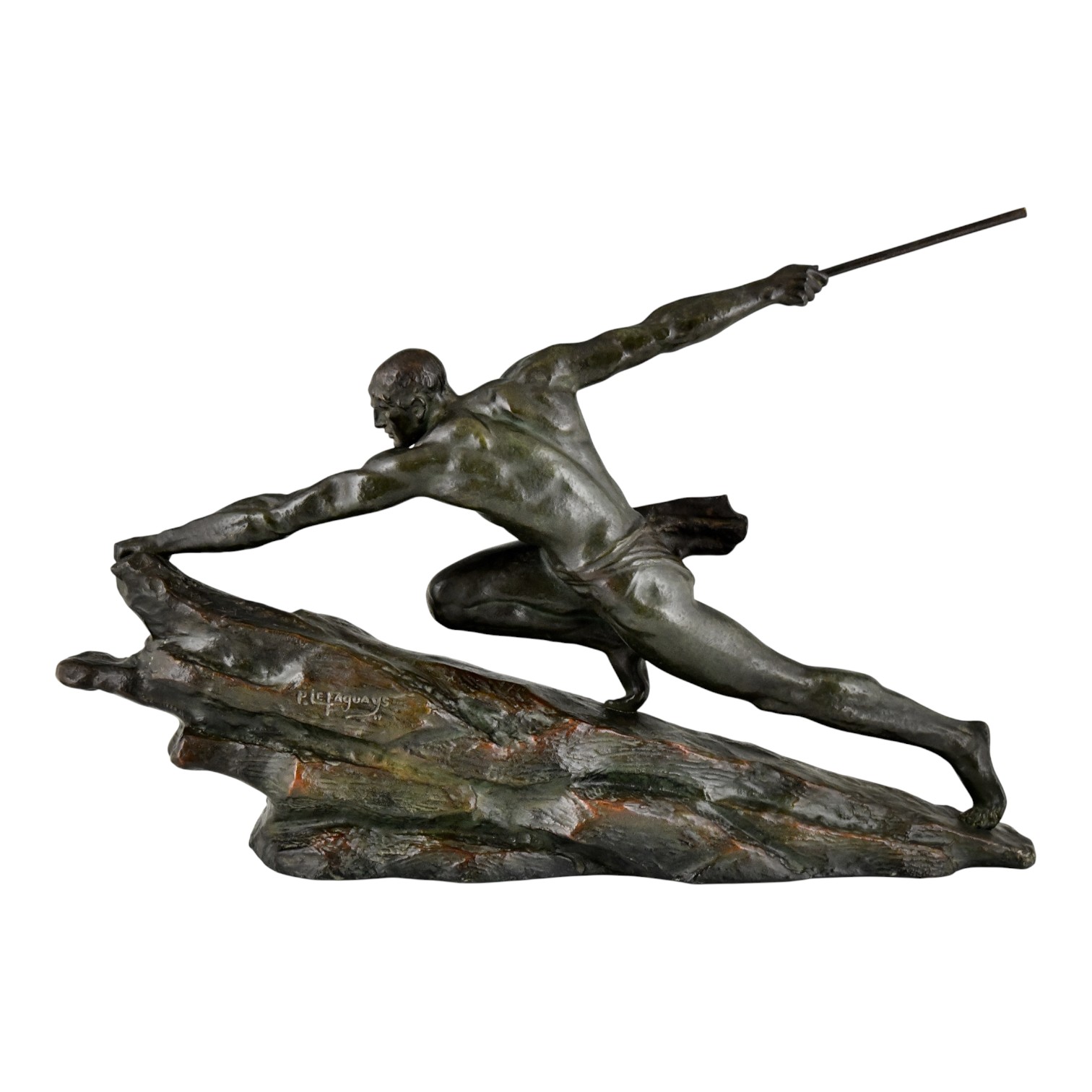 Art Deco Bronzen Sculptuur Atleet met Speer Art Deco Bronzen Sculptuur Atleet met Speer