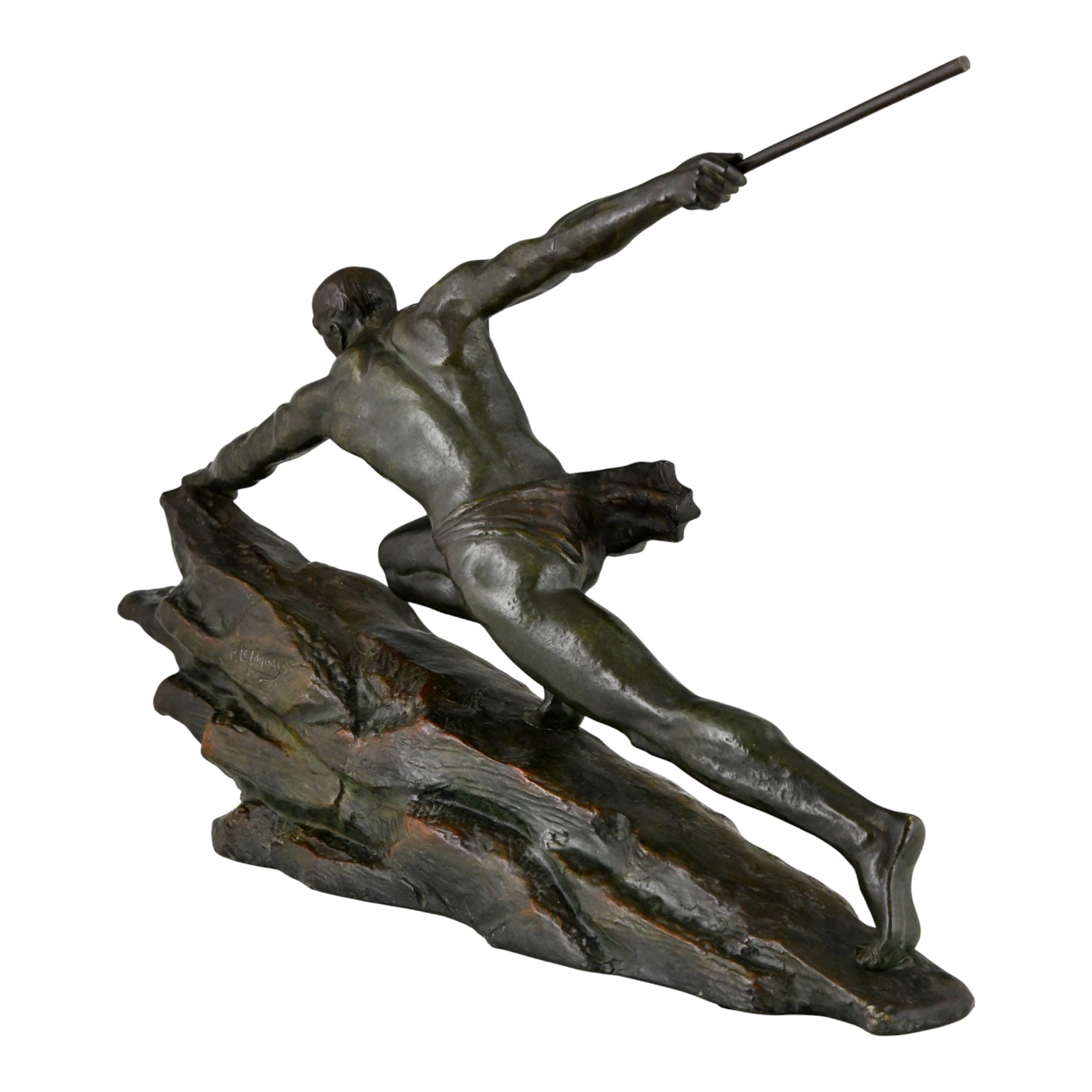 Art Deco Bronzen Sculptuur Atleet met Speer Art Deco Bronzen Sculptuur Atleet met Speer