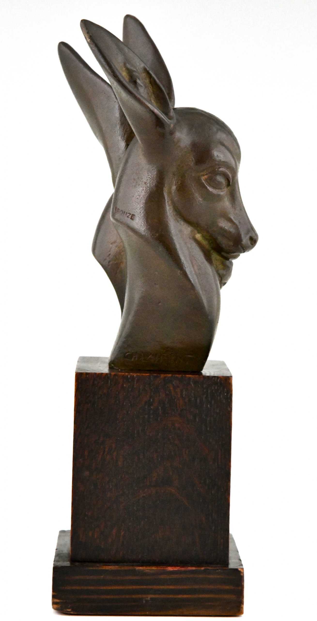 Art Deco bronzen buste van twee herten