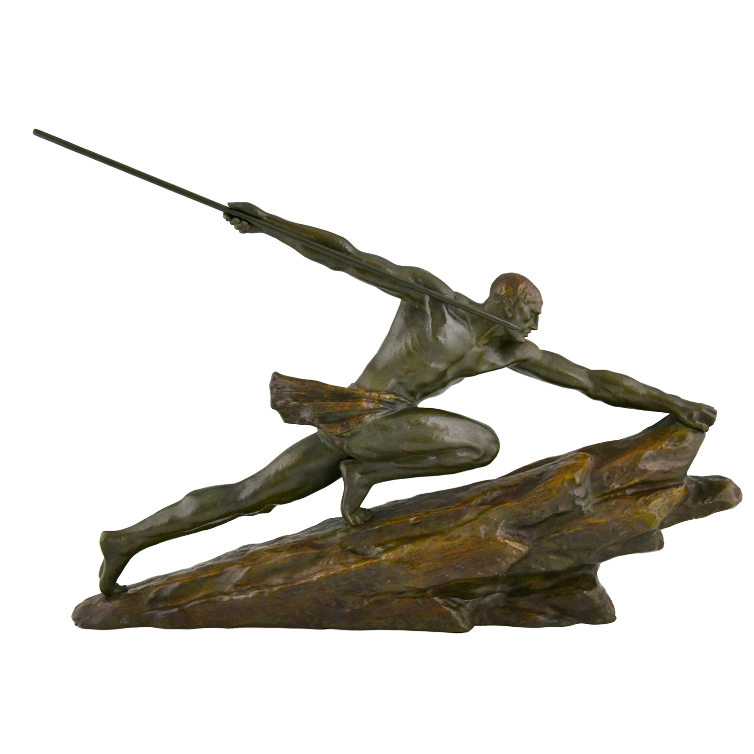 Art Deco Bronzen Sculptuur Atleet met Speer Art Deco Bronzen Sculptuur Atleet met Speer