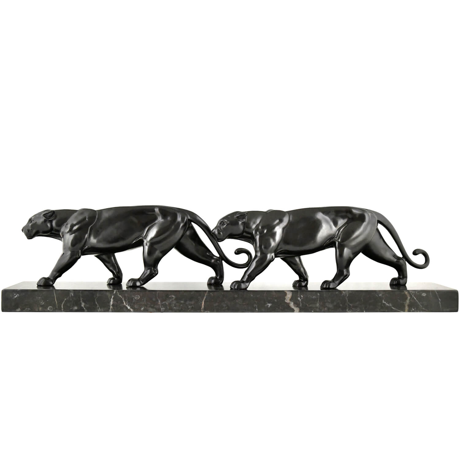 Ouline Art Deco double panther sculpture - 1