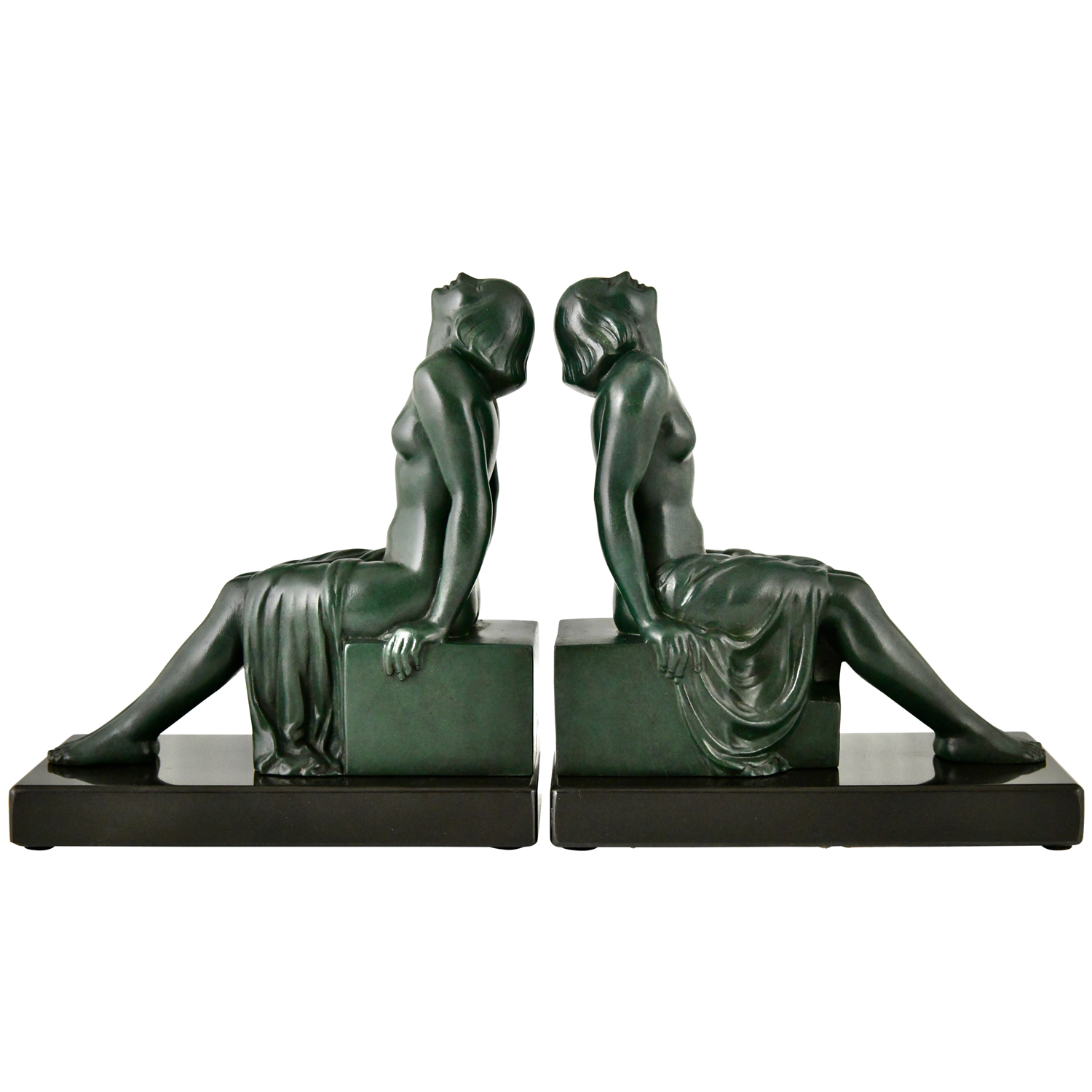 Art Deco bookends Janle nudes for Max Le Verrier