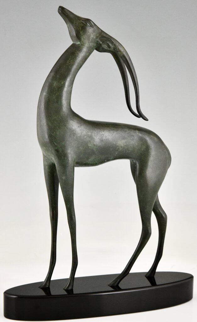 Art Deco bronze sculpture antelope. Deconamic