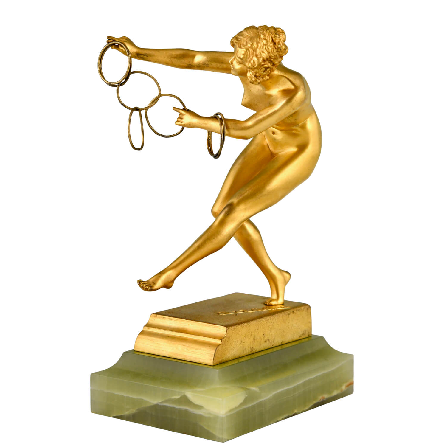 Art Deco bronze nude hoop dancer Colinet - 4