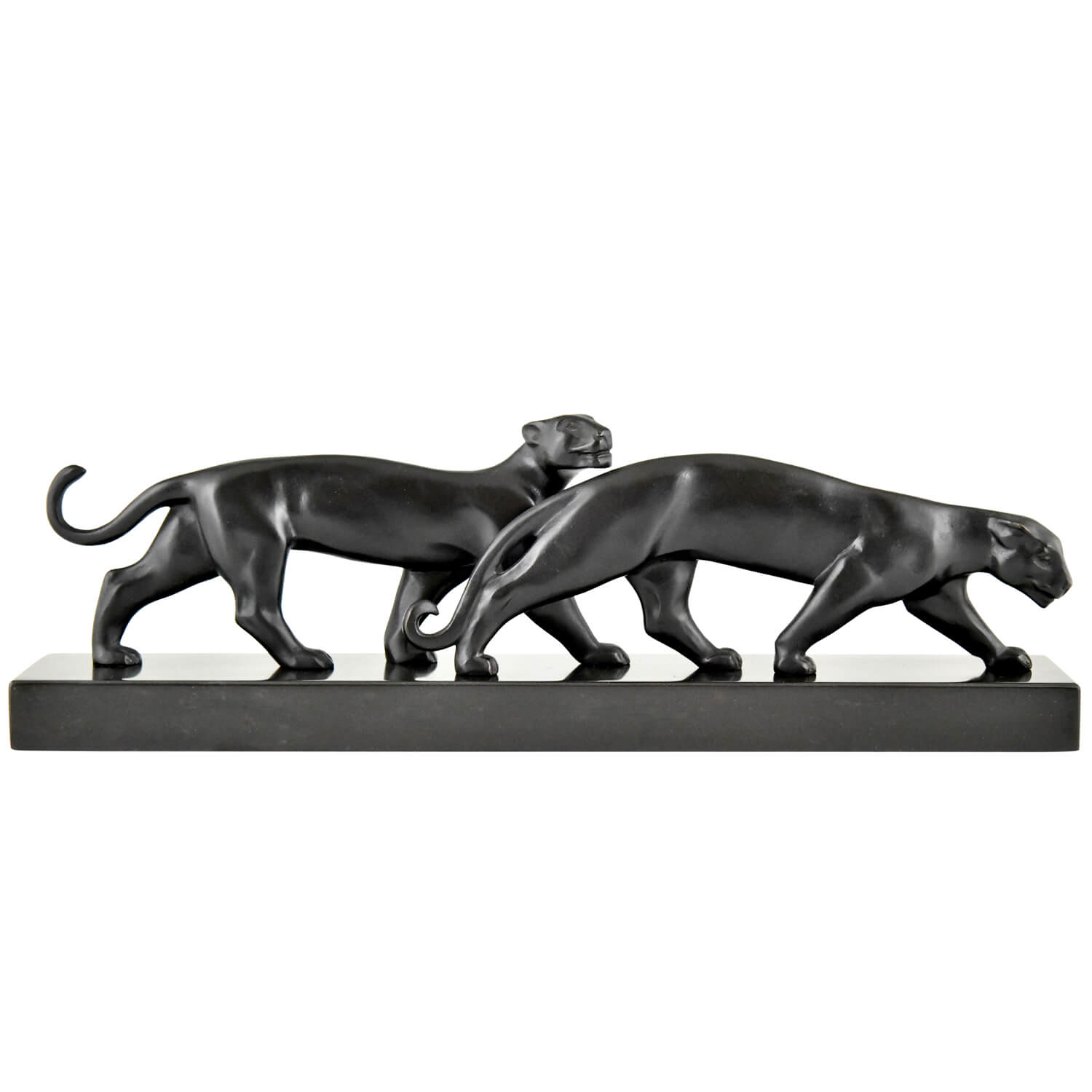 Art Deco bronze sculpture two panthers Alliot - 1