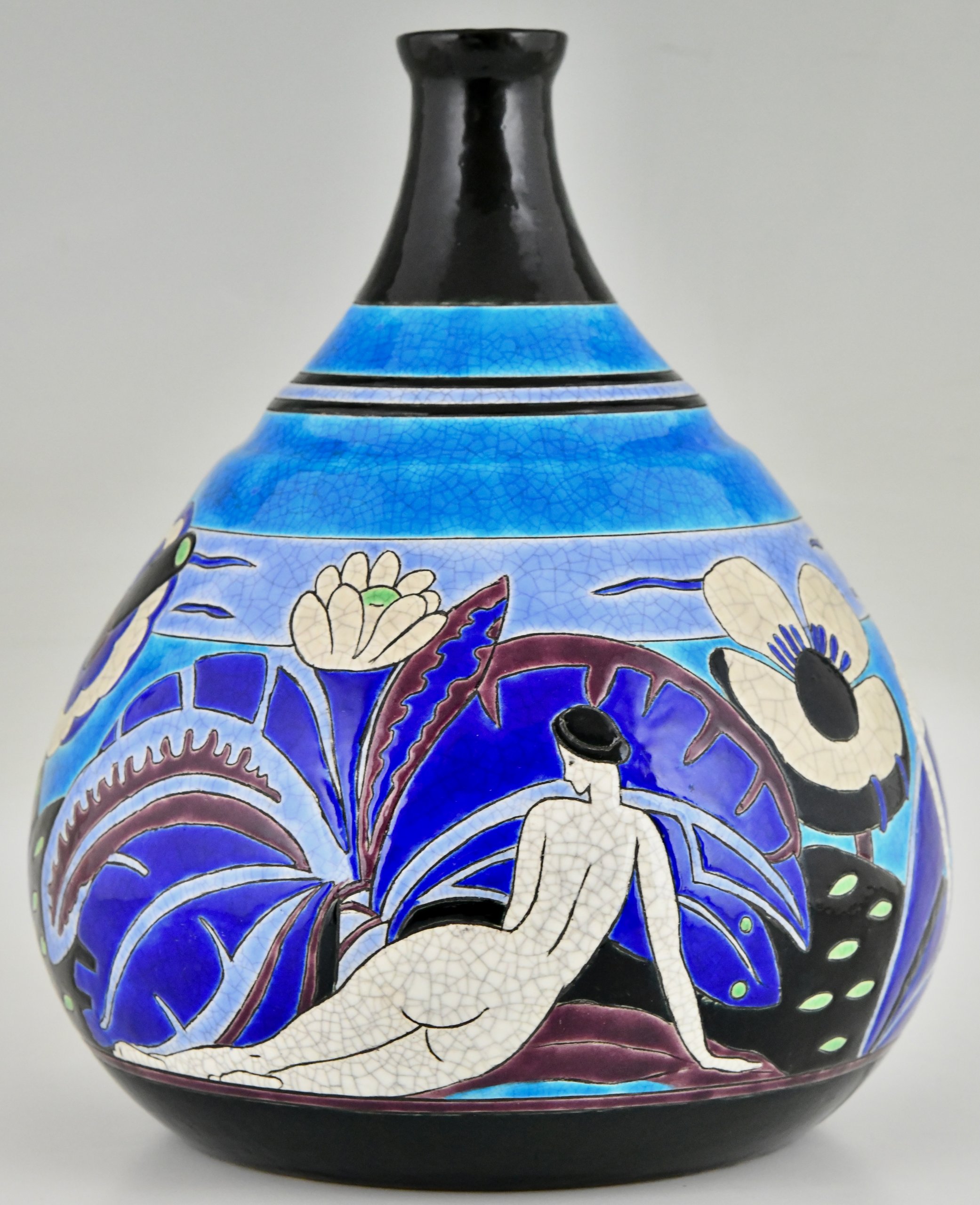 Art Deco Vase Keramik badende Akte