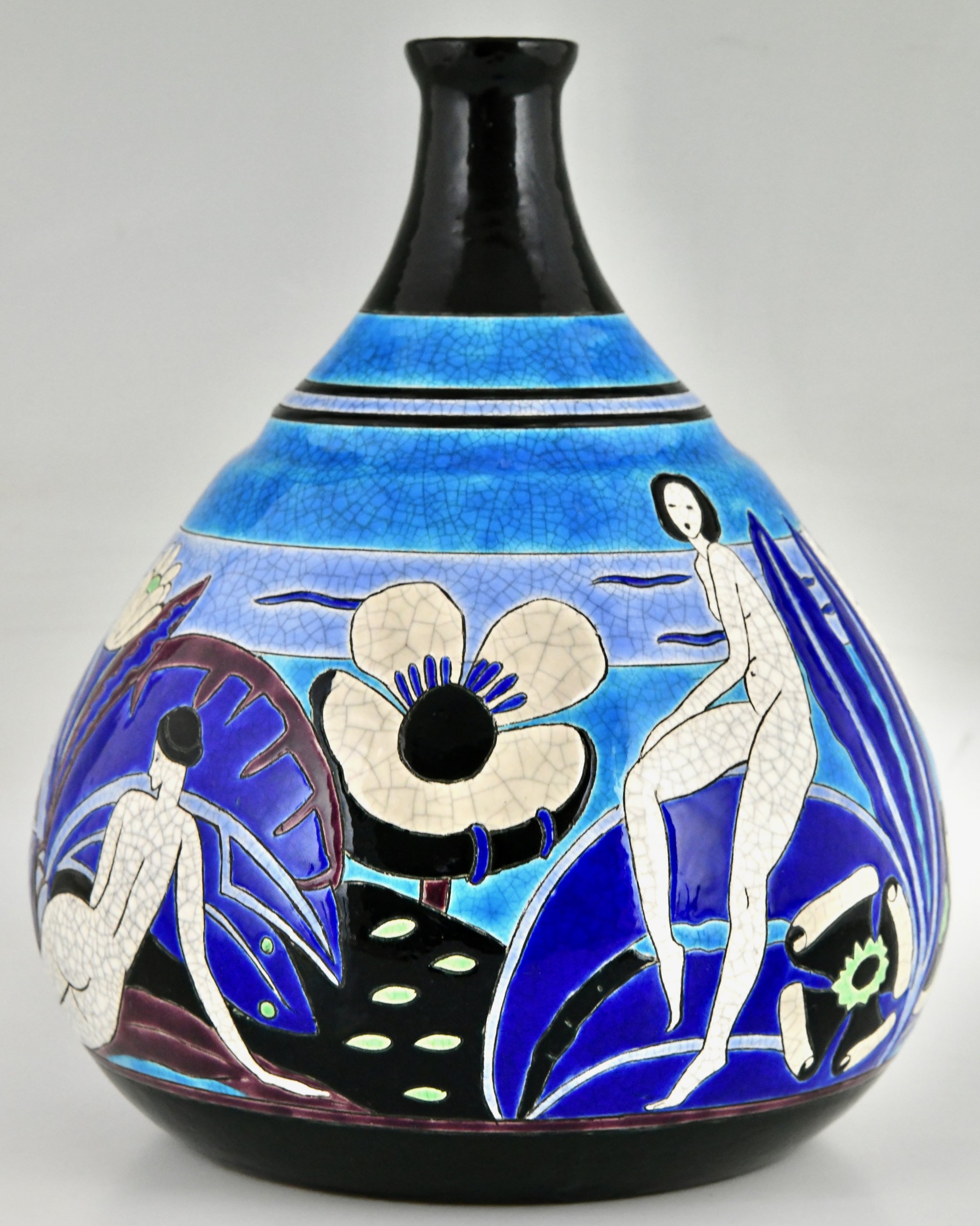 Art Deco ceramic vase with bathing nudes