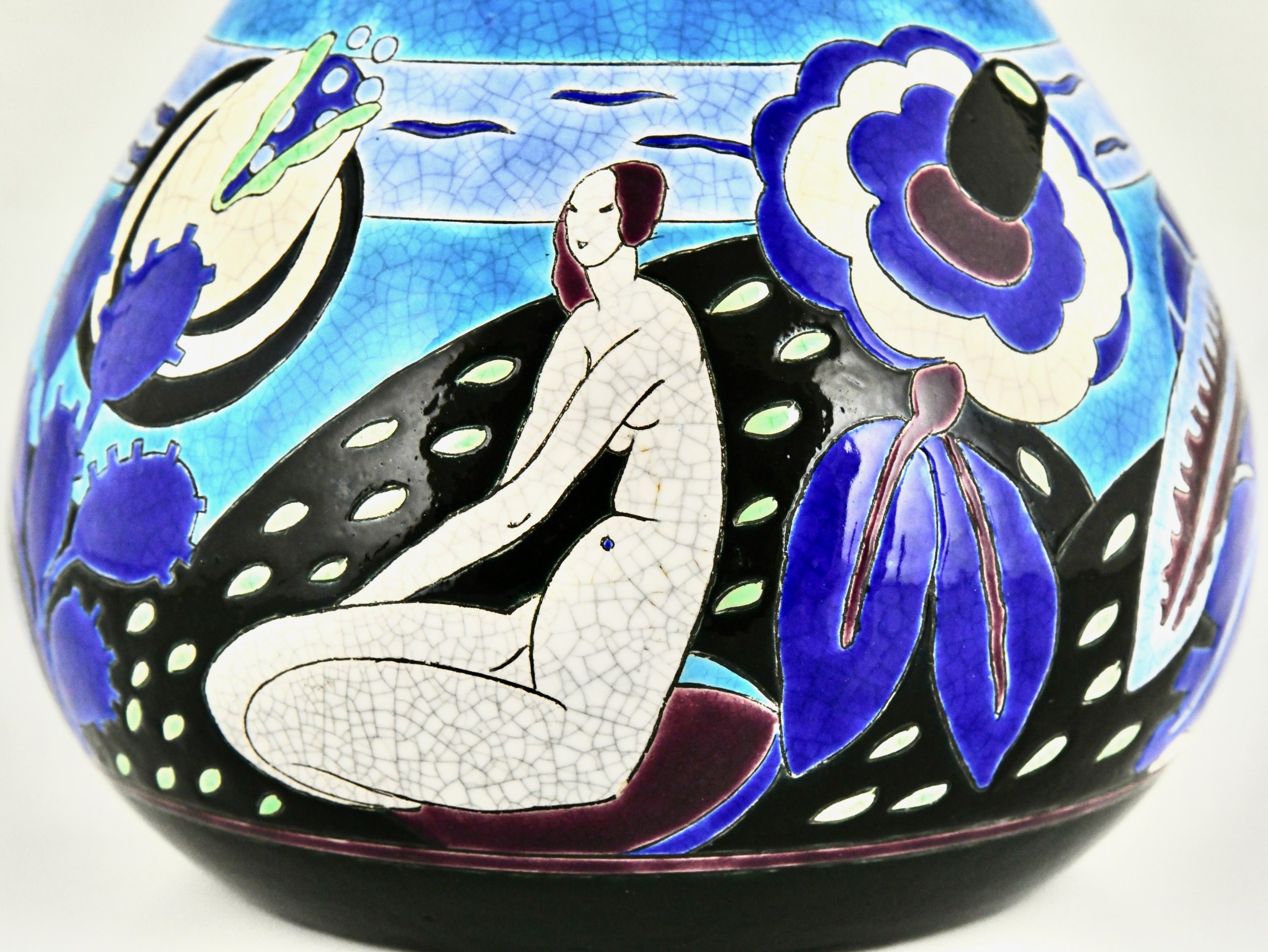 Art Deco Vase Keramik badende Akte