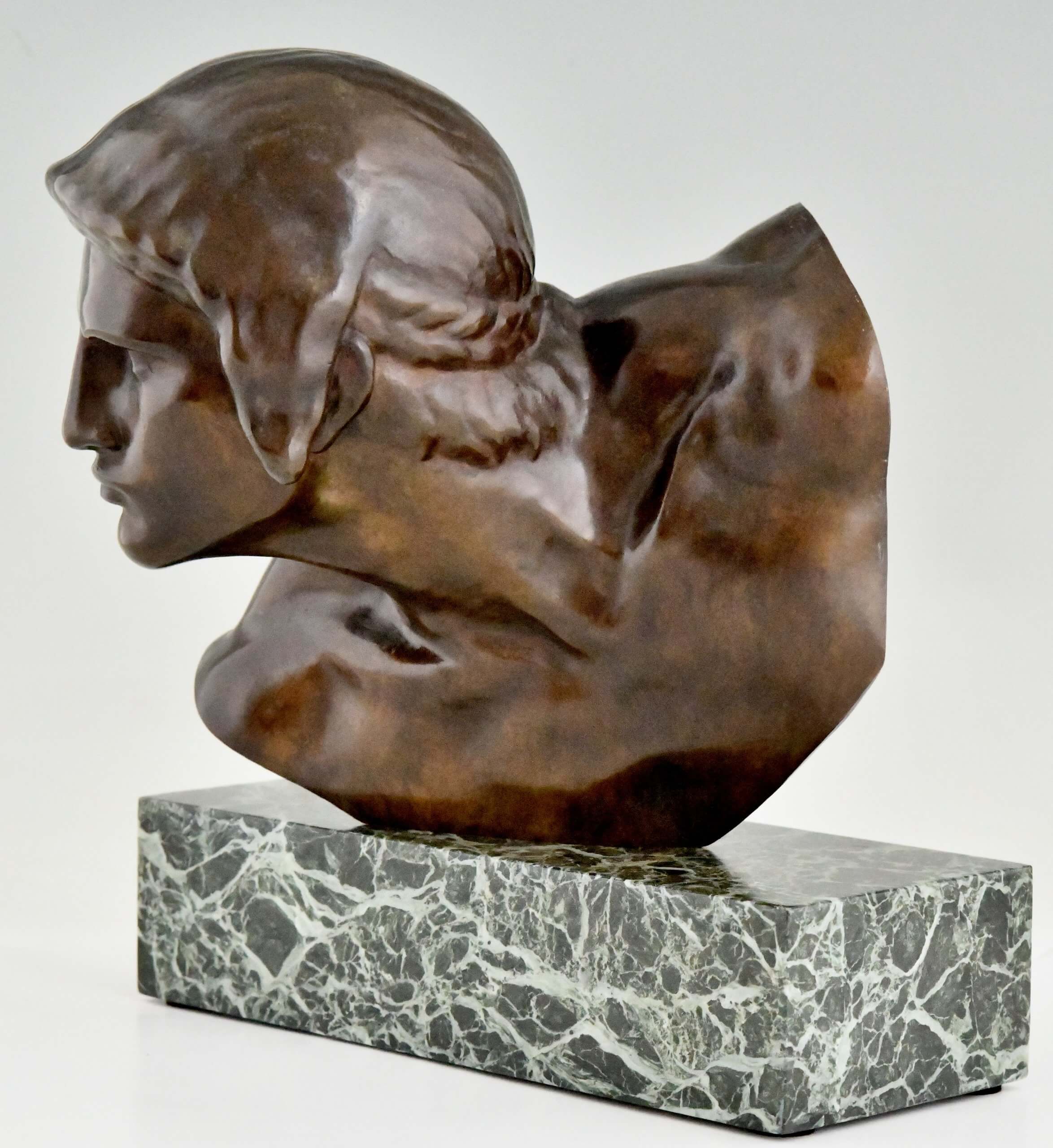 Art Deco Bronze Skulptur Büste Achilles.