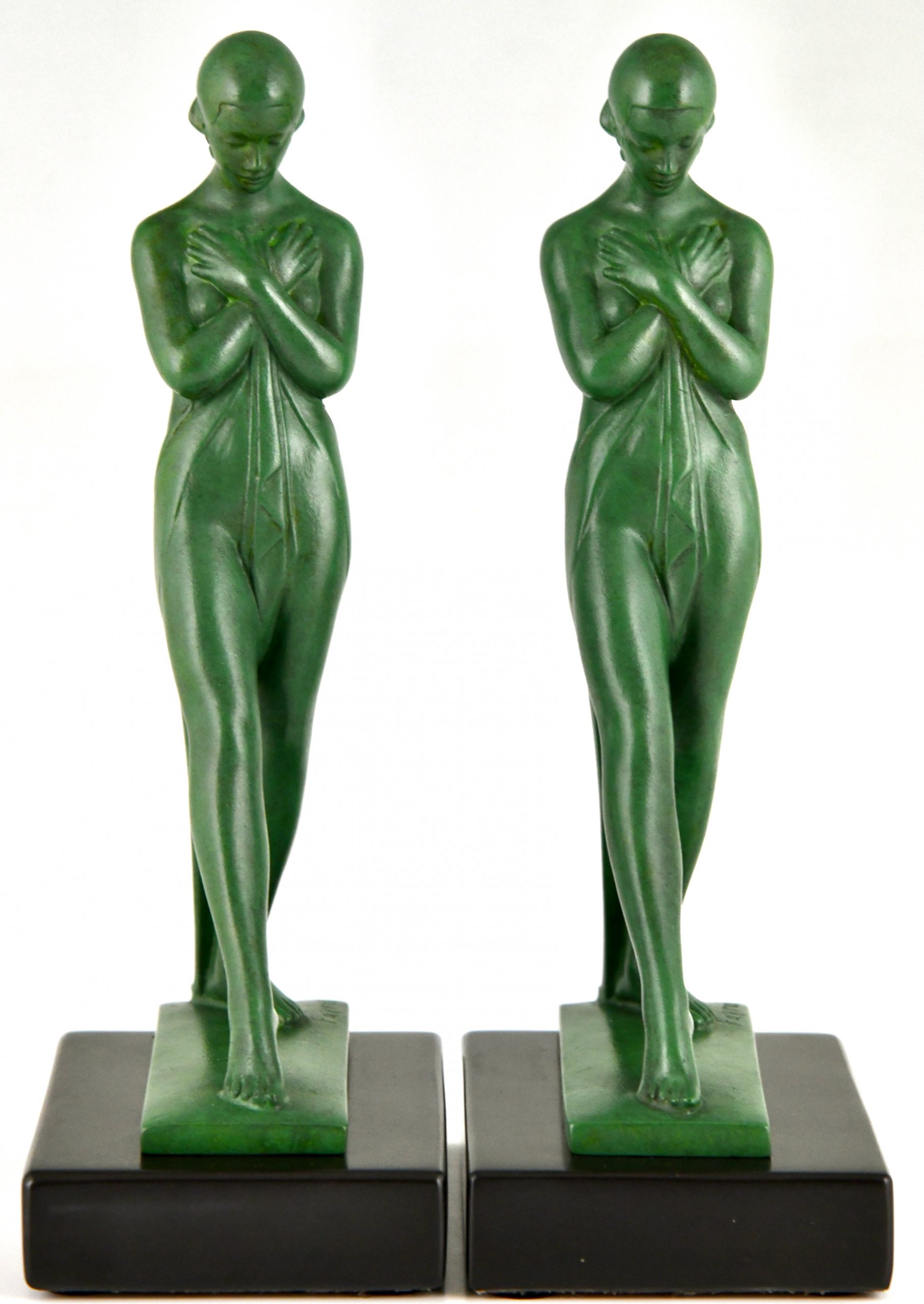 Art Deco bookends with standing nudes Meditation