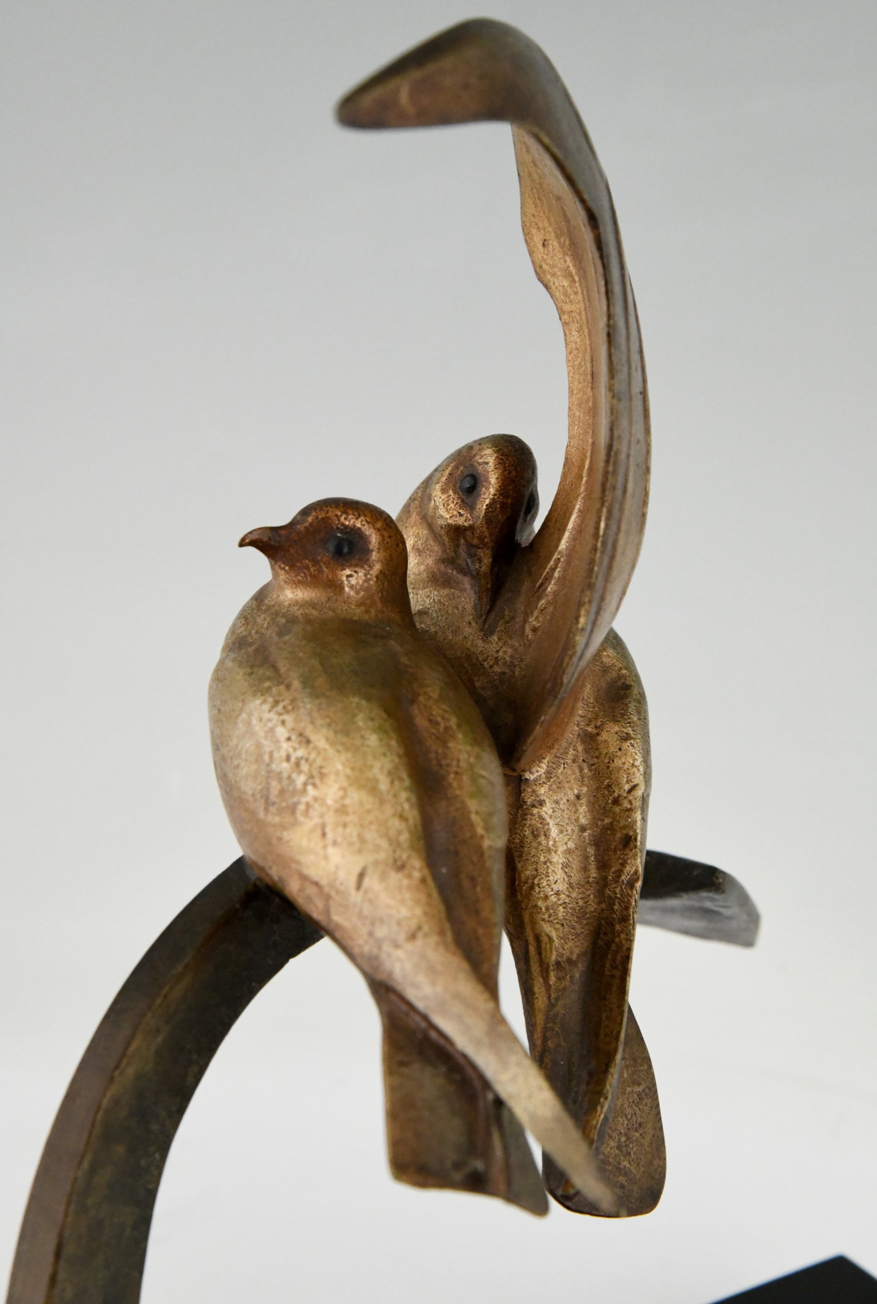 Sculpture Art Déco deux oiseaux sur une ancre
