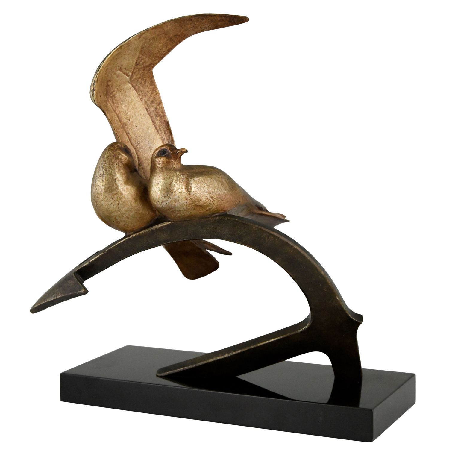 Art Deco bronze sculpture two birds on an anchor Becquerel - 2