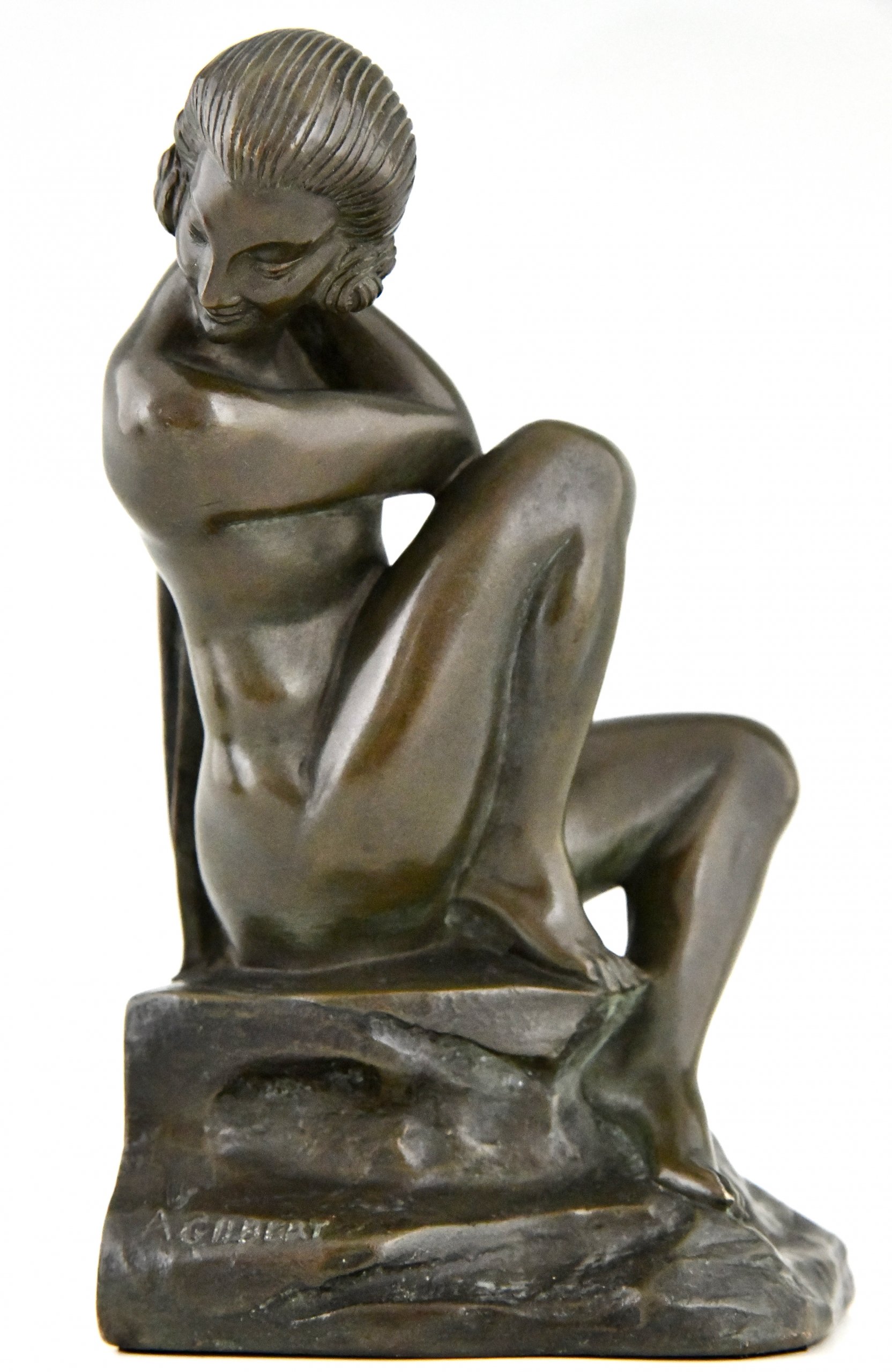Art Deco bronze bookends faun and nude.