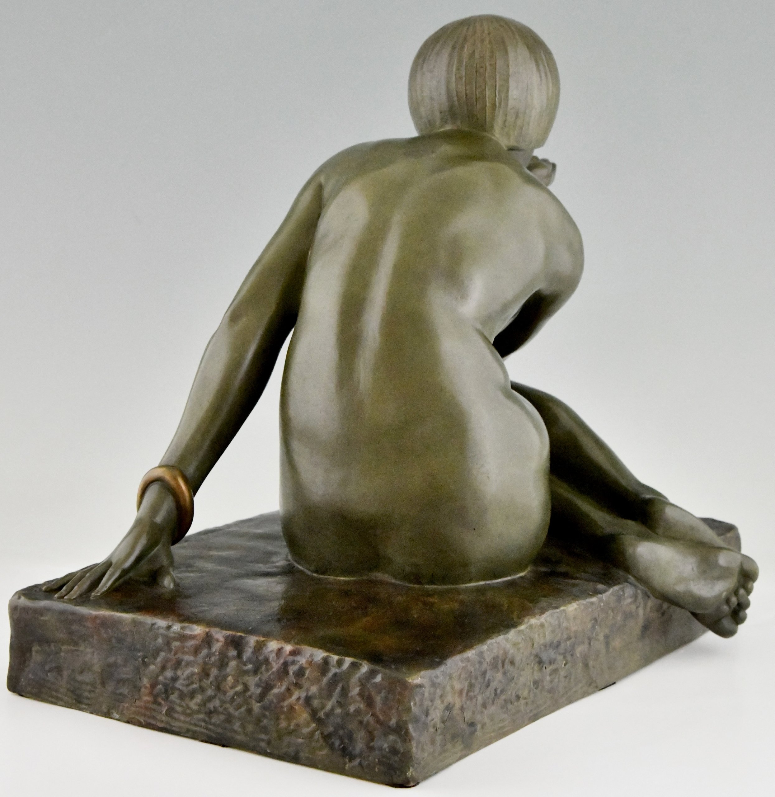Enigma Art Deco bronze sculpture seated nude