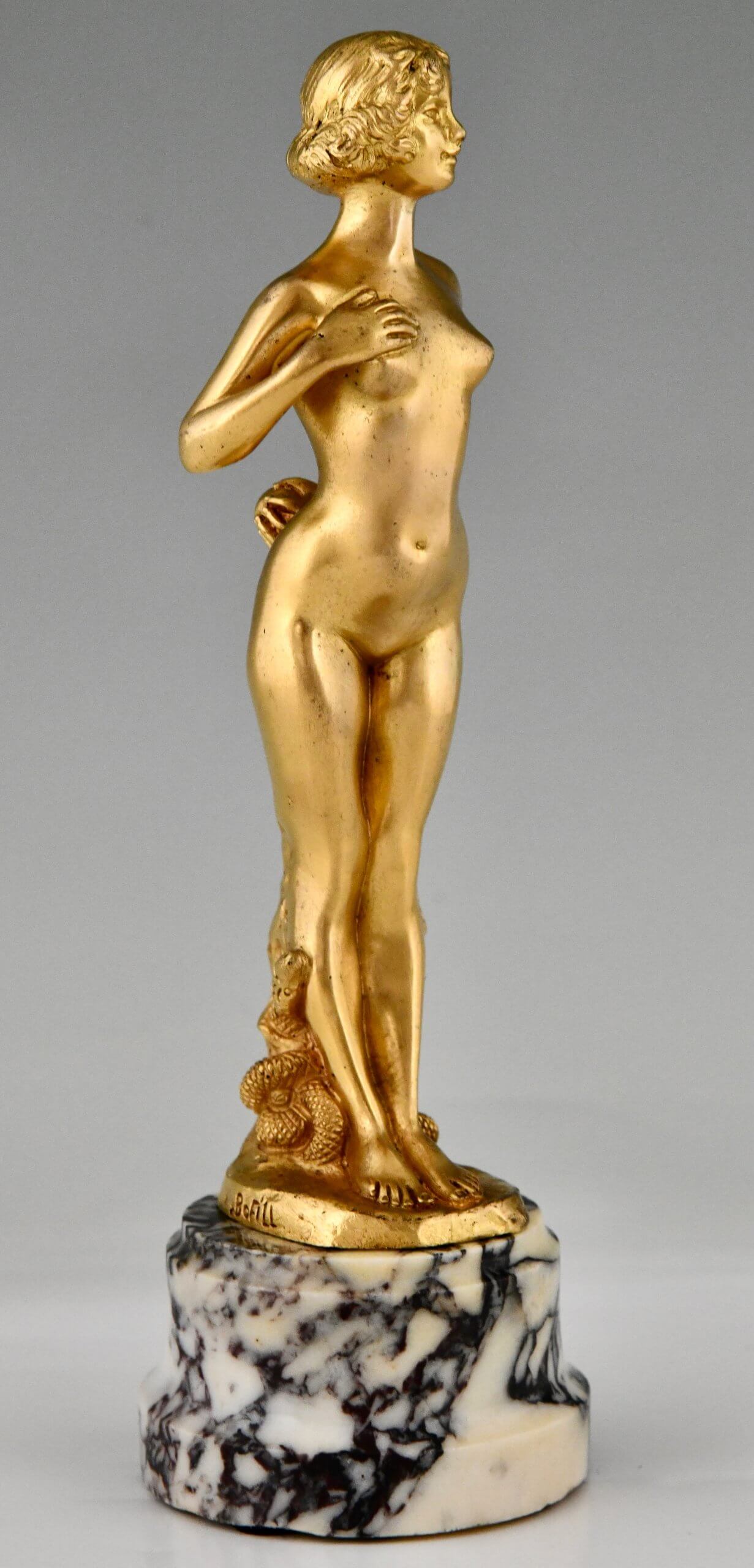 Paire de sculptures femmes nues en bronze Art Nouveau