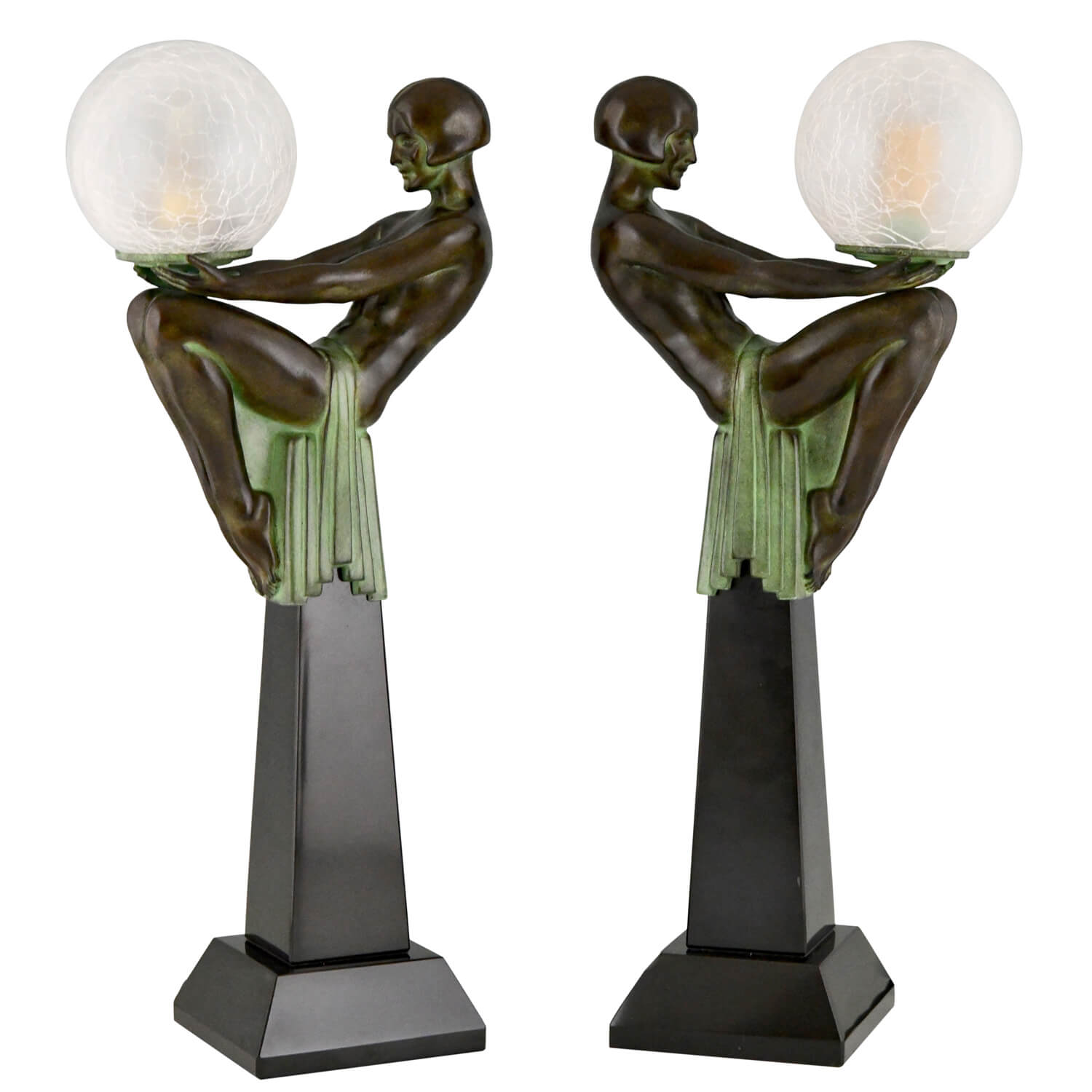 Enigme Art Deco lamps Max Le Verrier pair - 1