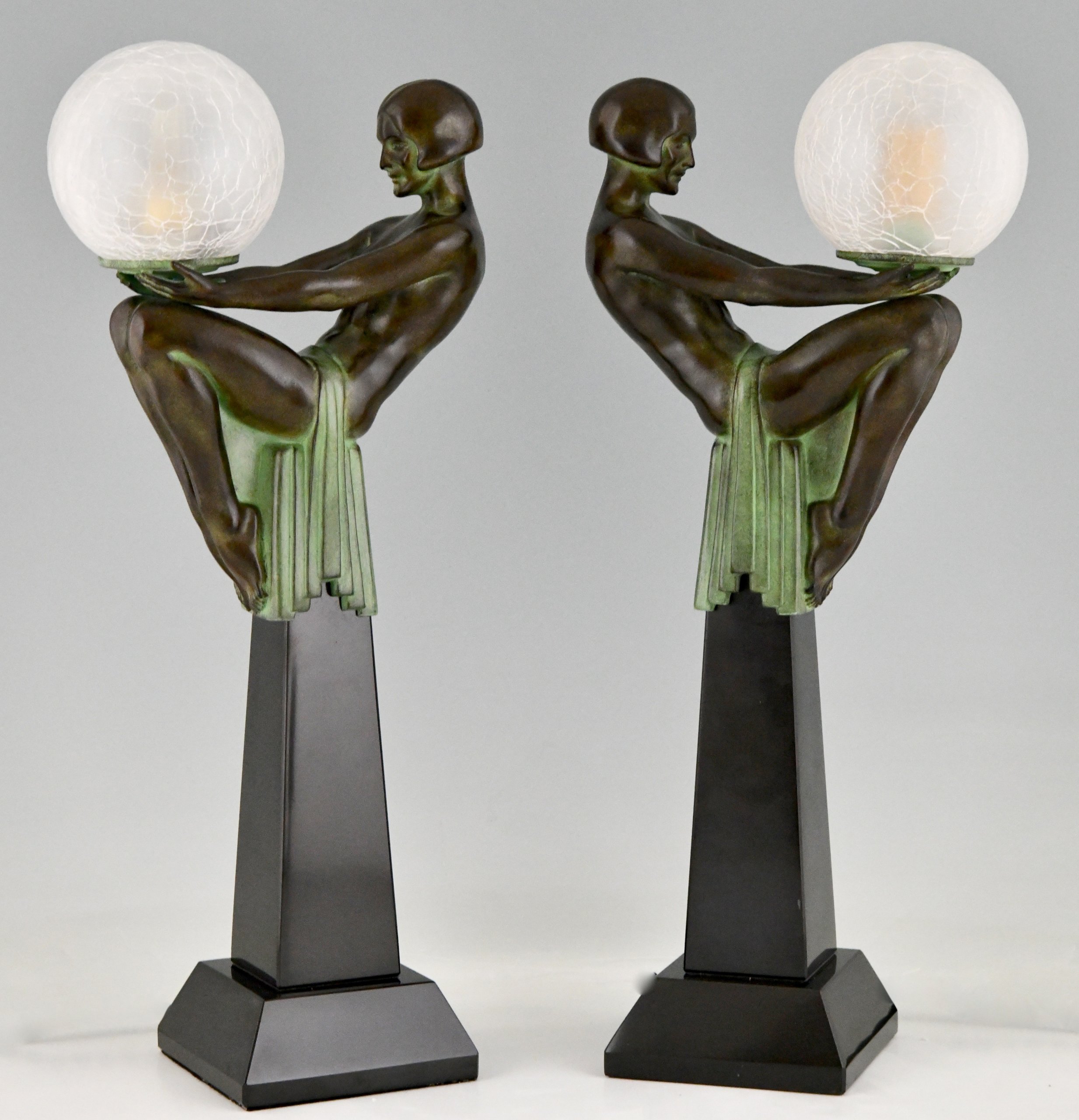 Enigme Art Deco lamps Max Le Verrier pair - 1