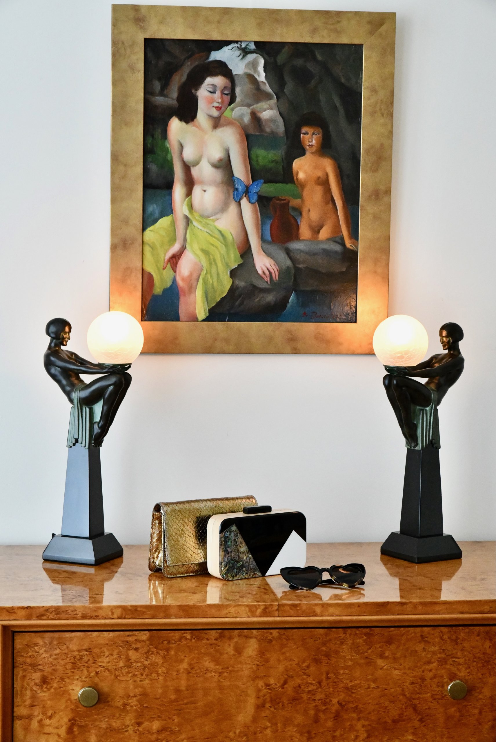 Max Le Verrier ENIGME Art Deco lamp nude DECONAMIC