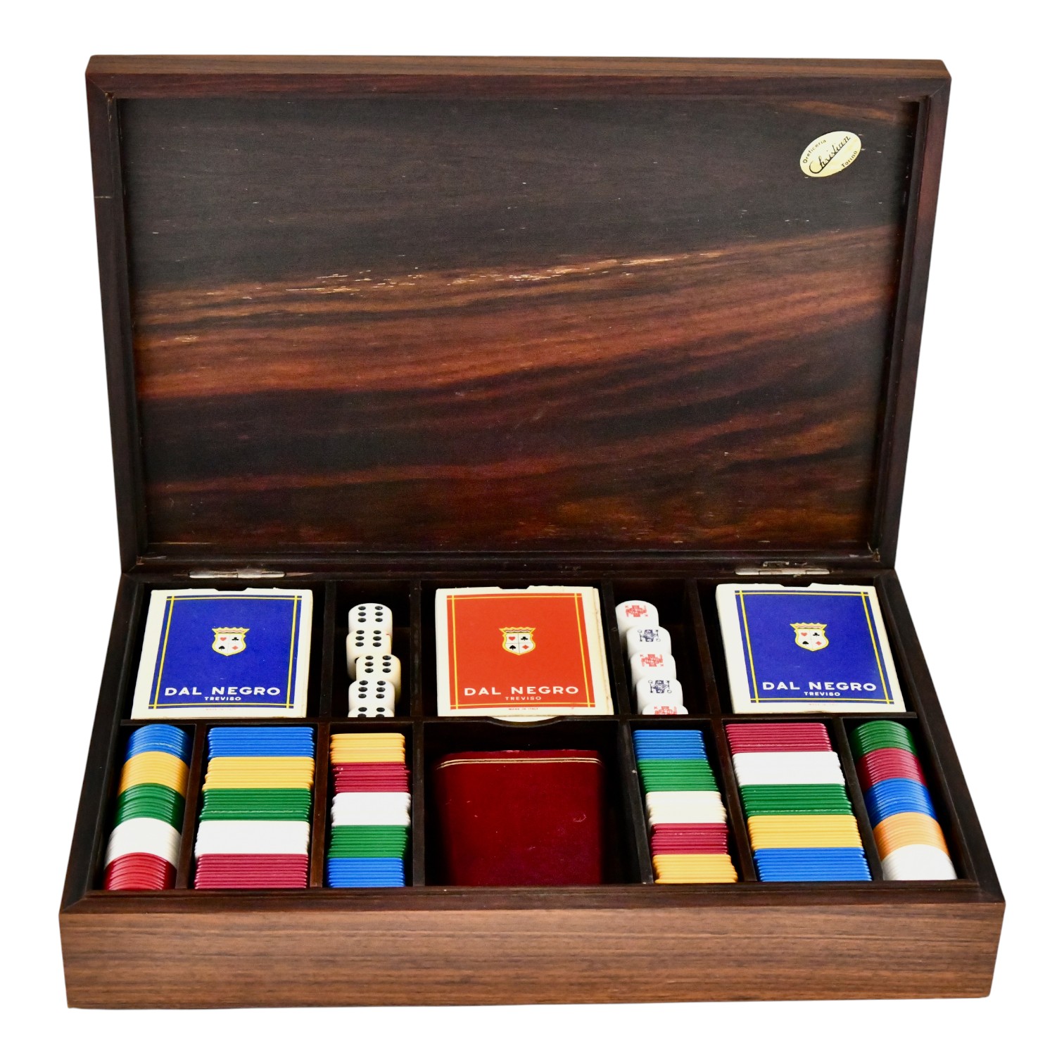 Mid Century Sterling silver enamel and wood playing card box. Mid Century Sterling silver enamel and wood playing card box.