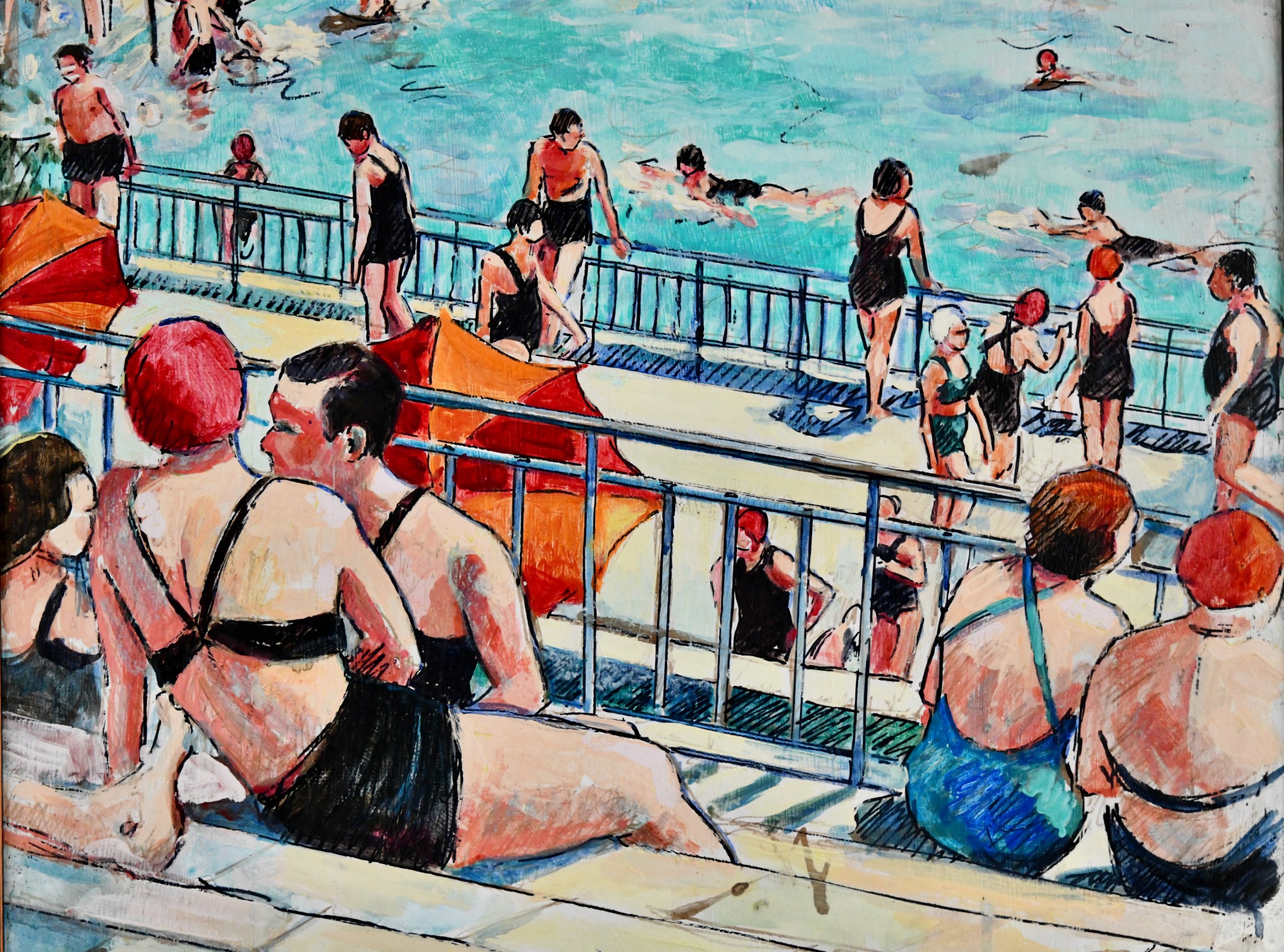 Art Deco Gemälde Schwimmbad