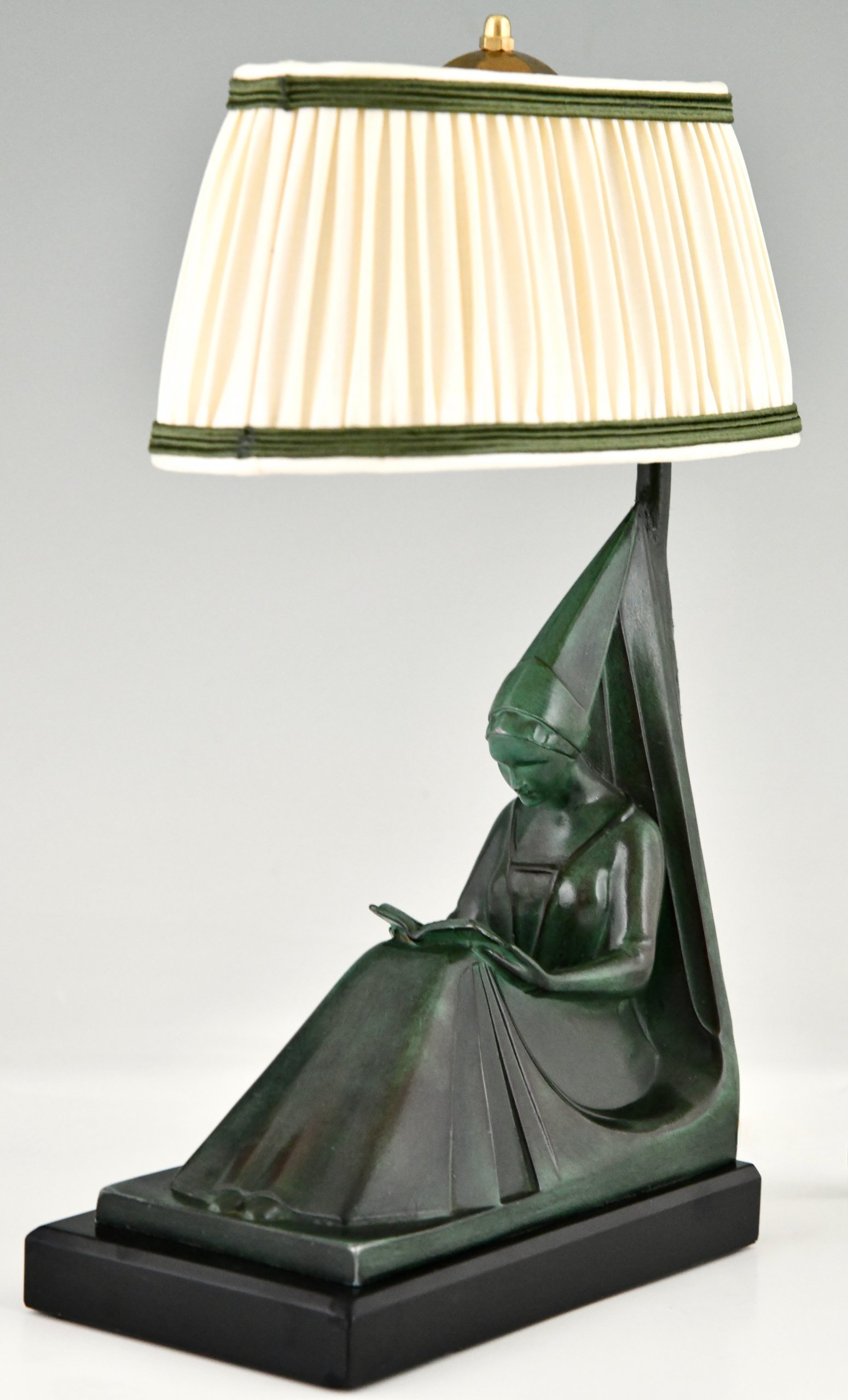 Art Deco lamp reading medieval lady