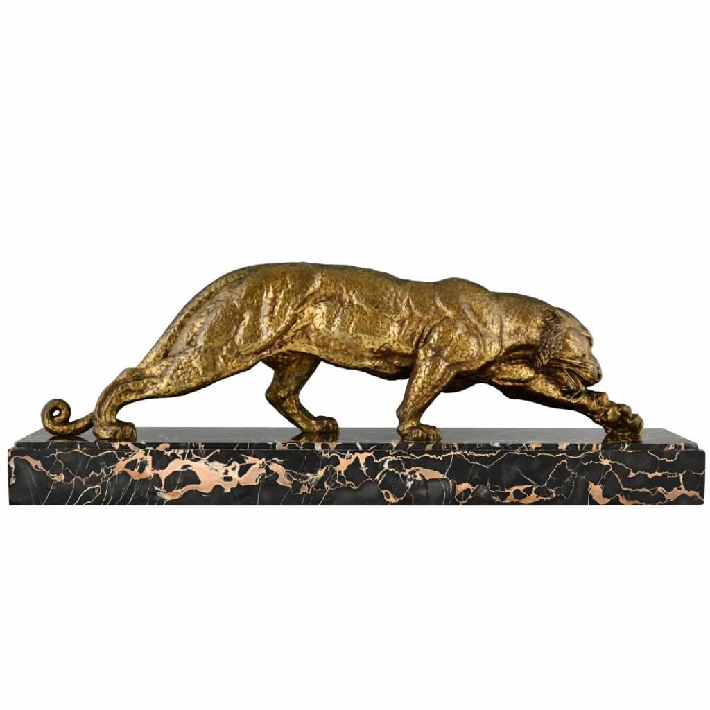Art Deco bronze sculpture of a panther - Deconamic