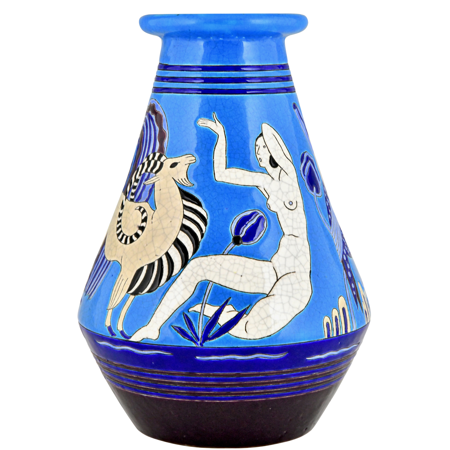 Art deco vase Longwy Primavera aux baigneuses