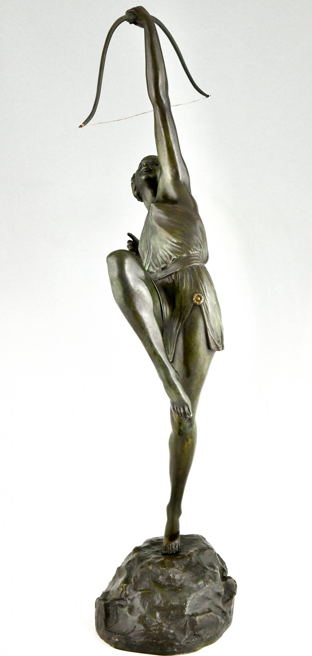 Art Deco Diana with bow bronze sculpture
