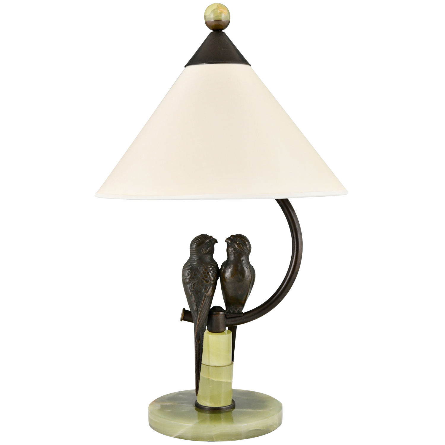 Vienna bronze parakeet lamp - lovebirds