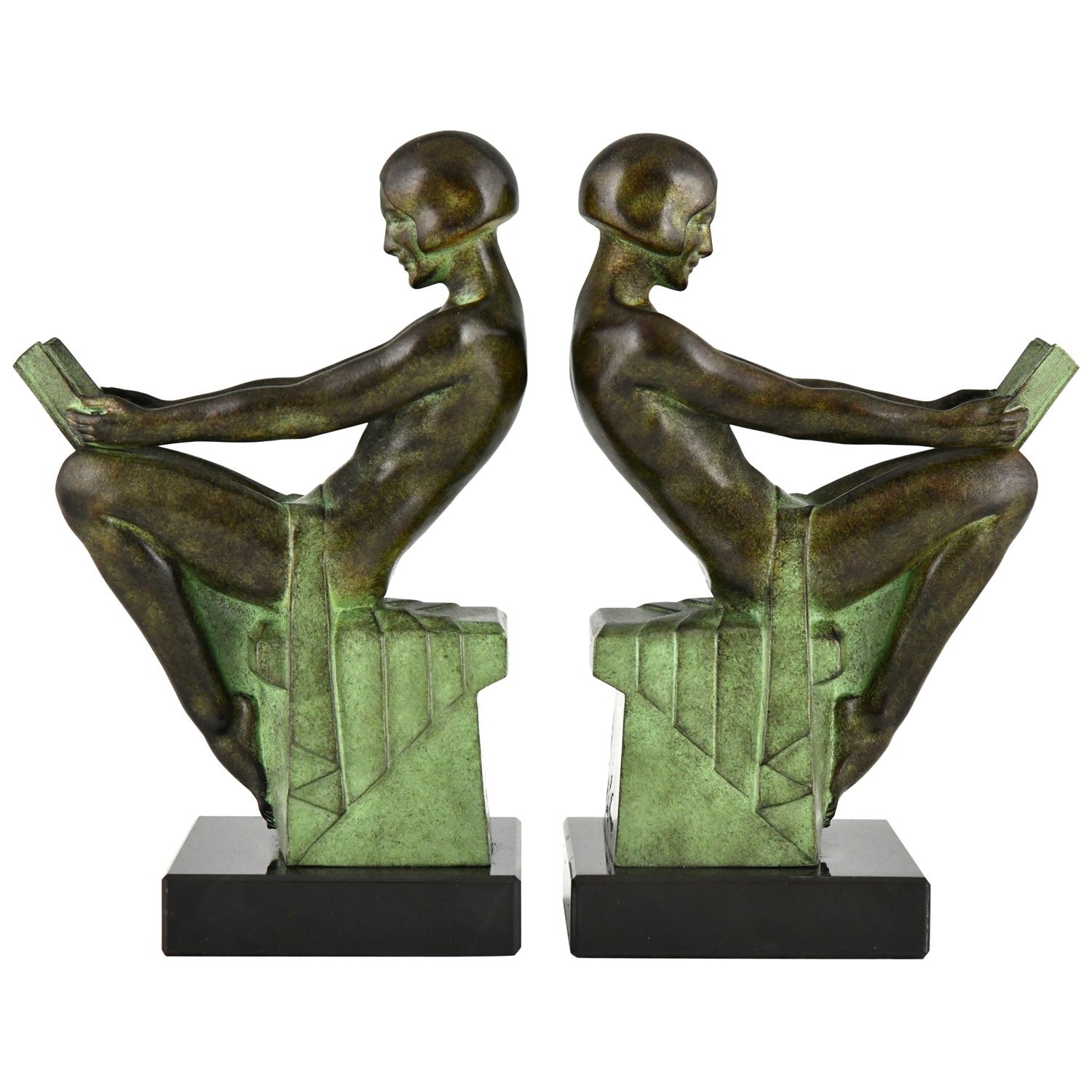 Delassement Art Deco bookends Max Le Verrier - 1