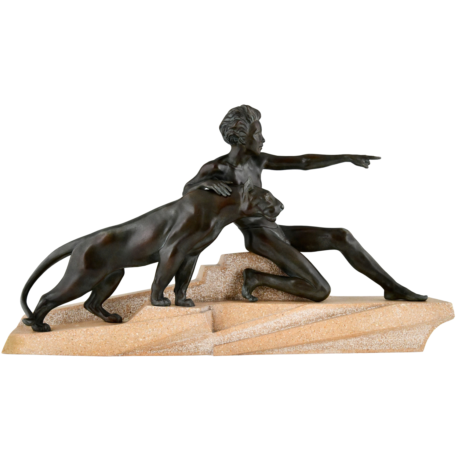 Max Le Verrier sculpture Art Deco man panther - 1