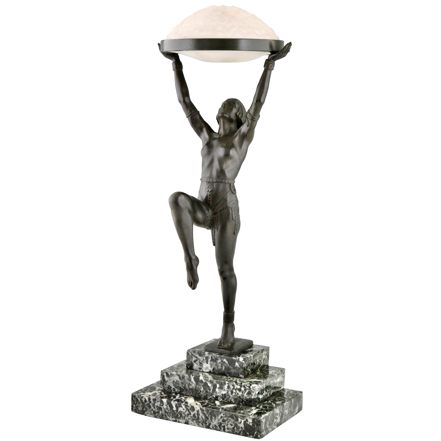 Art Deco lamp Max Le Verrier danseuse a la coupe - 1